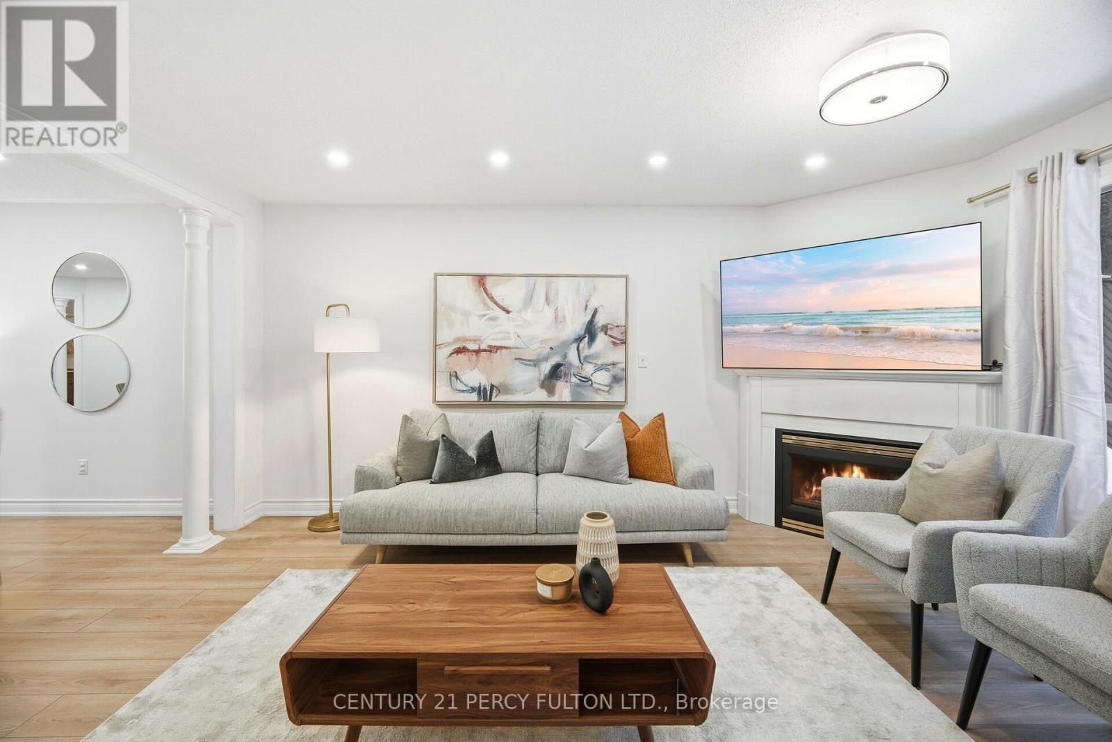 35 Markwood Crescent, Whitby, ON - Indoor Photo Showing Living Room With Fireplace