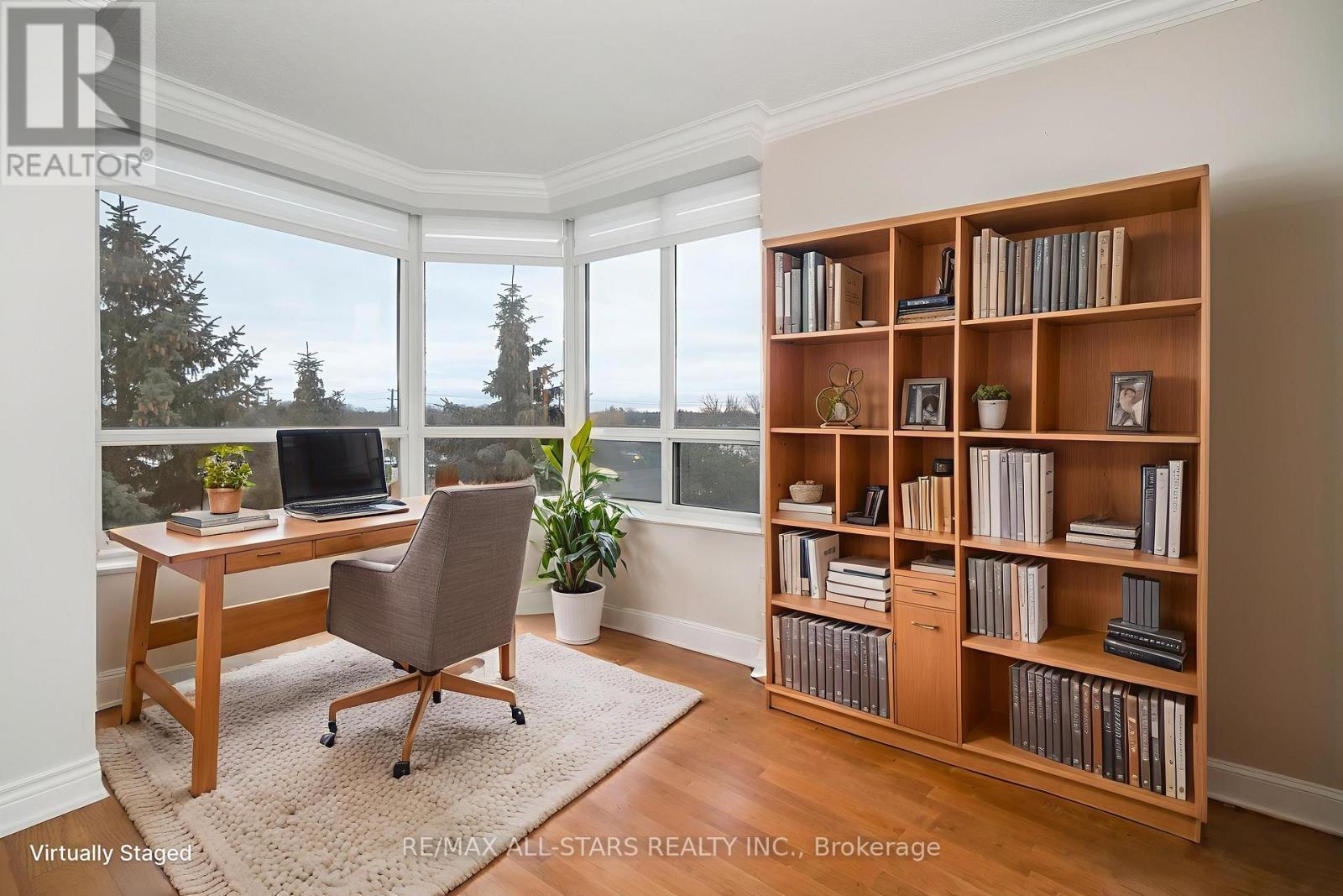 Virtually staged office - 404 - 610 Bullock Drive, Markham, ON - Indoor Photo Showing Office