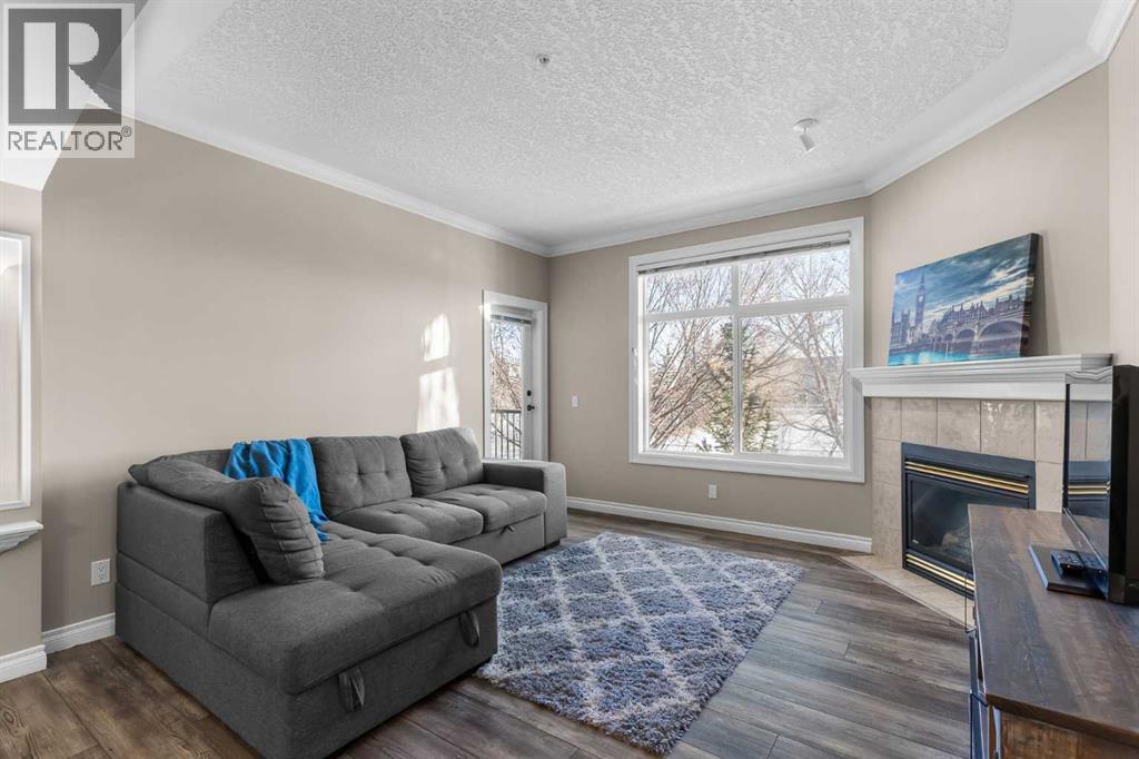 205, 59 22 Avenue Sw, Calgary, AB - Indoor Photo Showing Living Room With Fireplace
