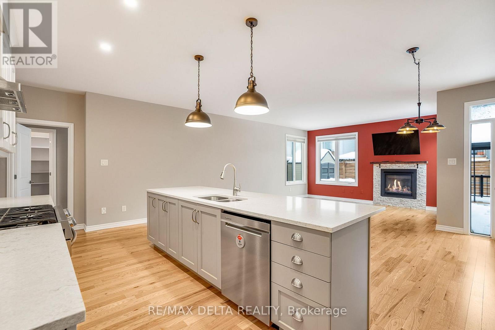 258 De L'Étang Street, Clarence-Rockland, ON - Indoor Photo Showing Kitchen With Fireplace With Double Sink