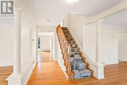 Oak Hardwood & Staircase with Carpet Runner -