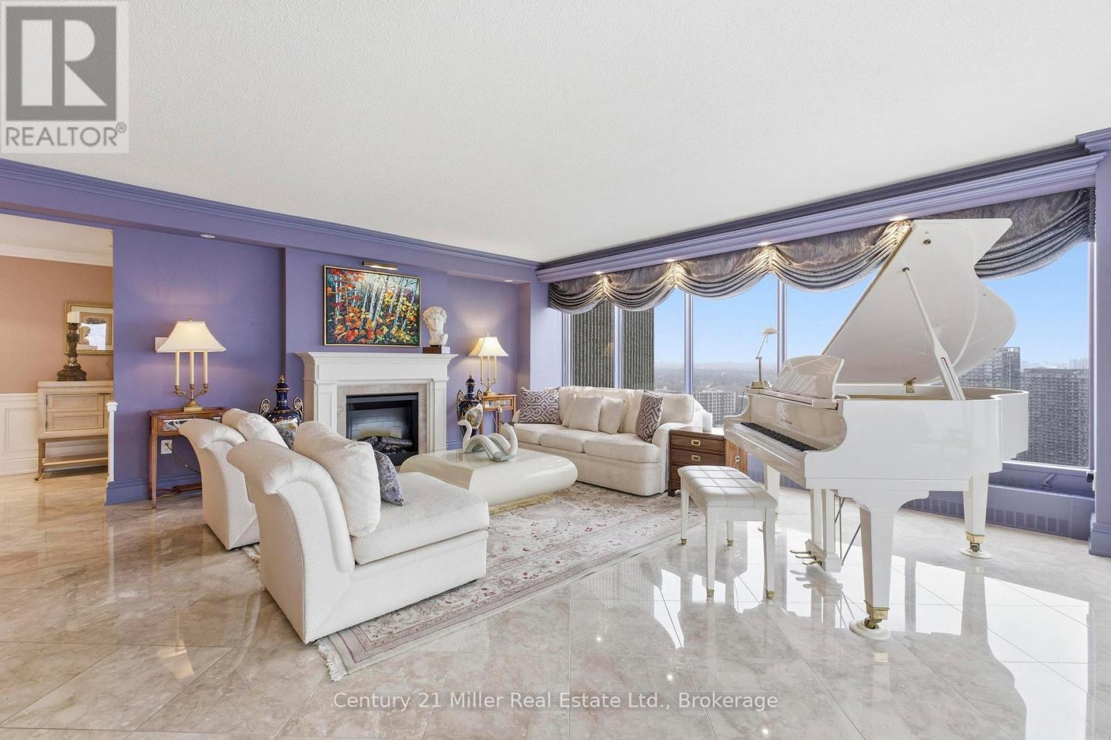 3606 - 2045 Lake Shore Boulevard W, Toronto (Mimico), ON - Indoor Photo Showing Living Room With Fireplace