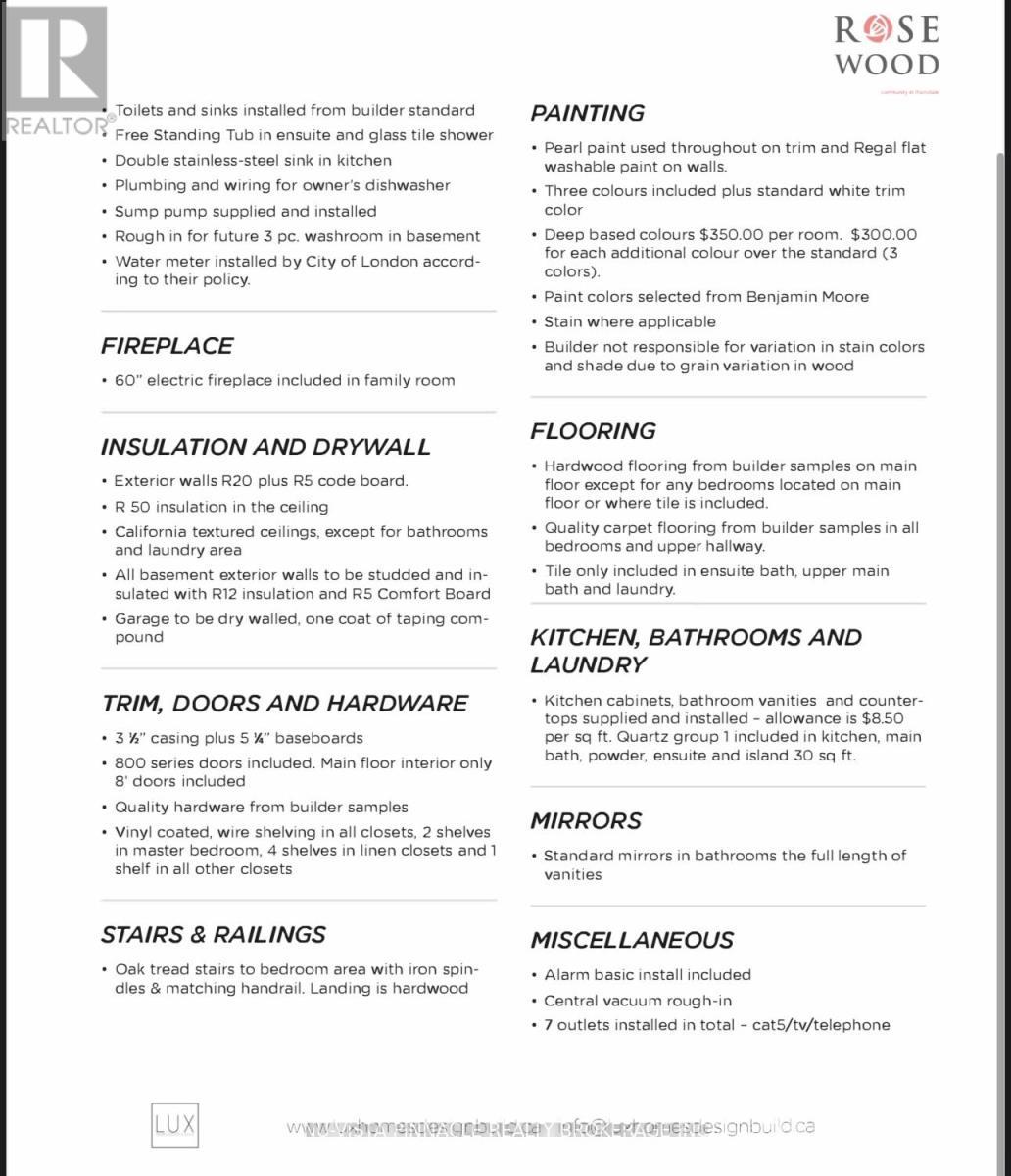 Standard Features - Lot 60 Silver Maple Circle, Thames Centre (Thorndale), ON - Other