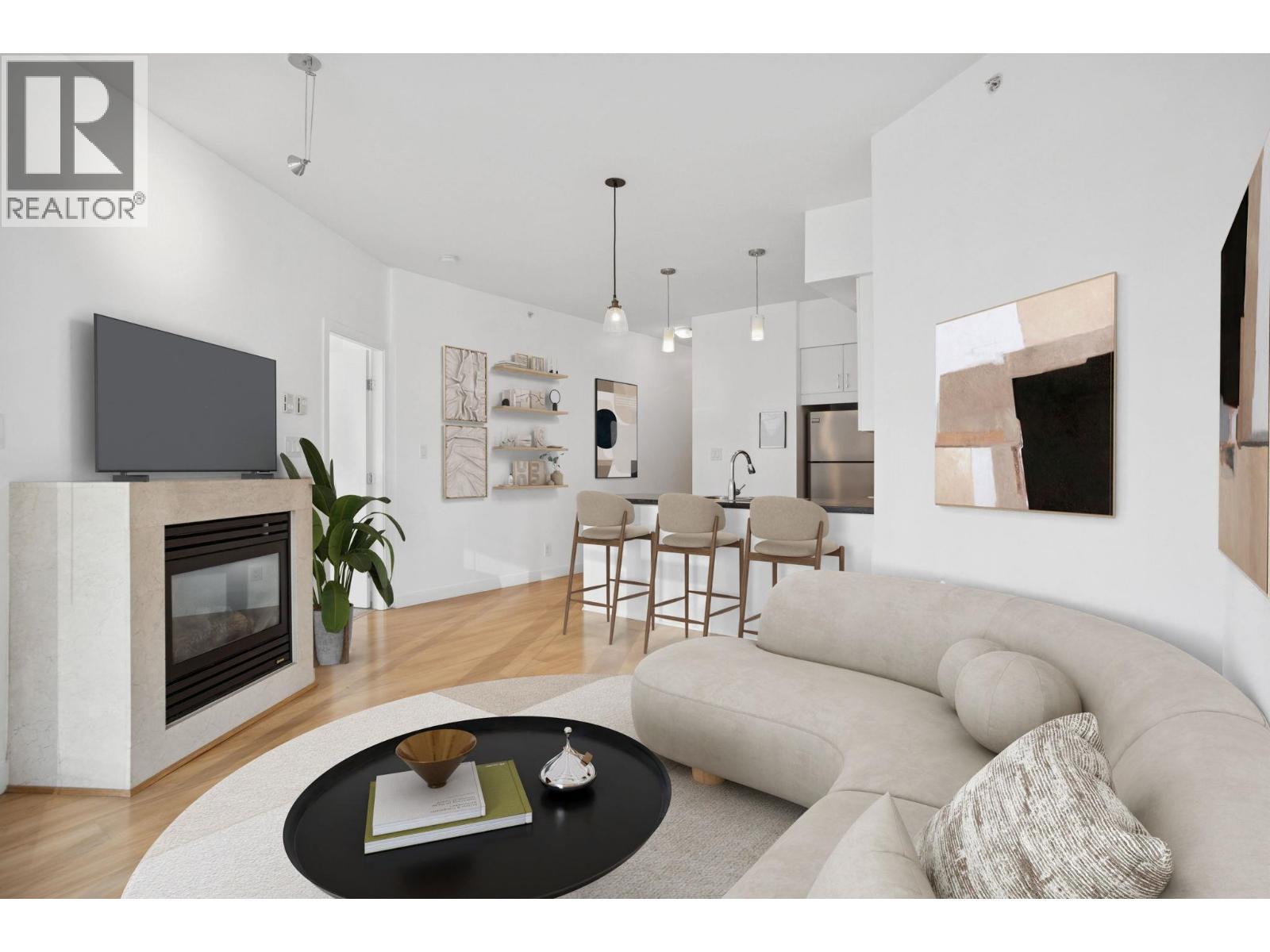 1203 1050 Smithe Street, Vancouver, BC - Indoor Photo Showing Living Room With Fireplace