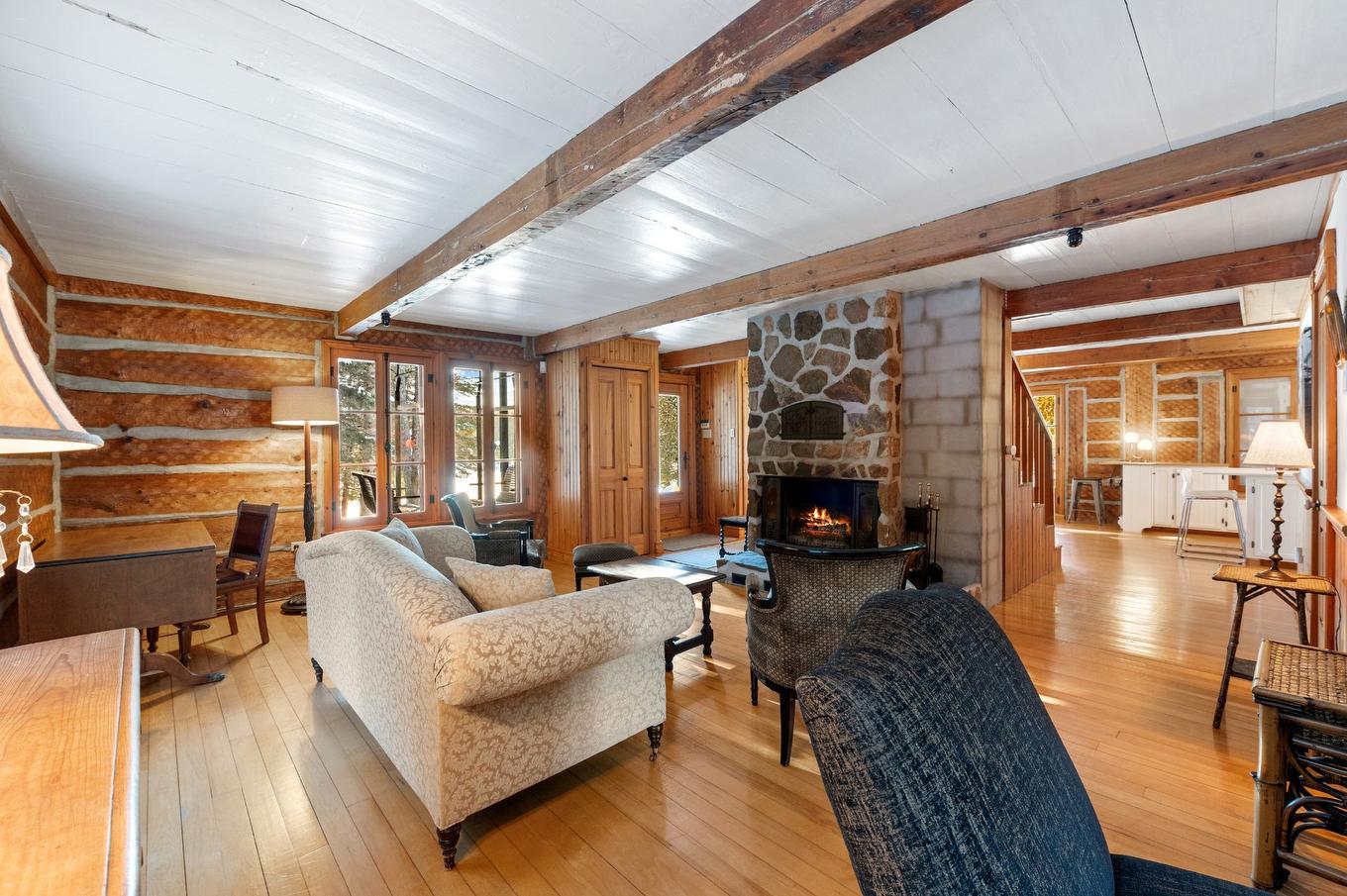 Living room - 1735 - 1737 Ch. De La Gare, Val-Morin, QC - Indoor With Fireplace