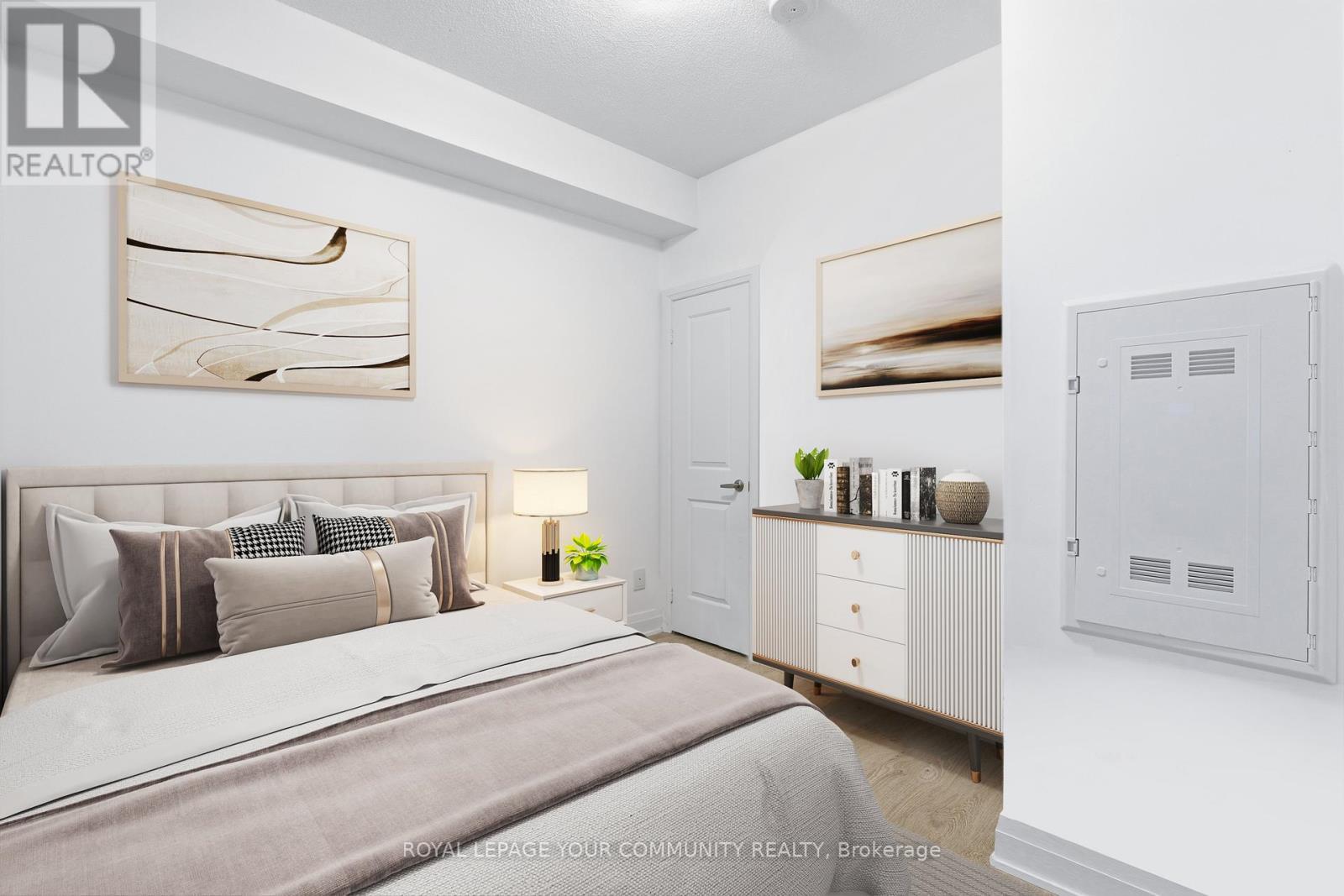 Virtually Staged - 604 - 55 Speers Road, Oakville, ON - Indoor Photo Showing Bedroom