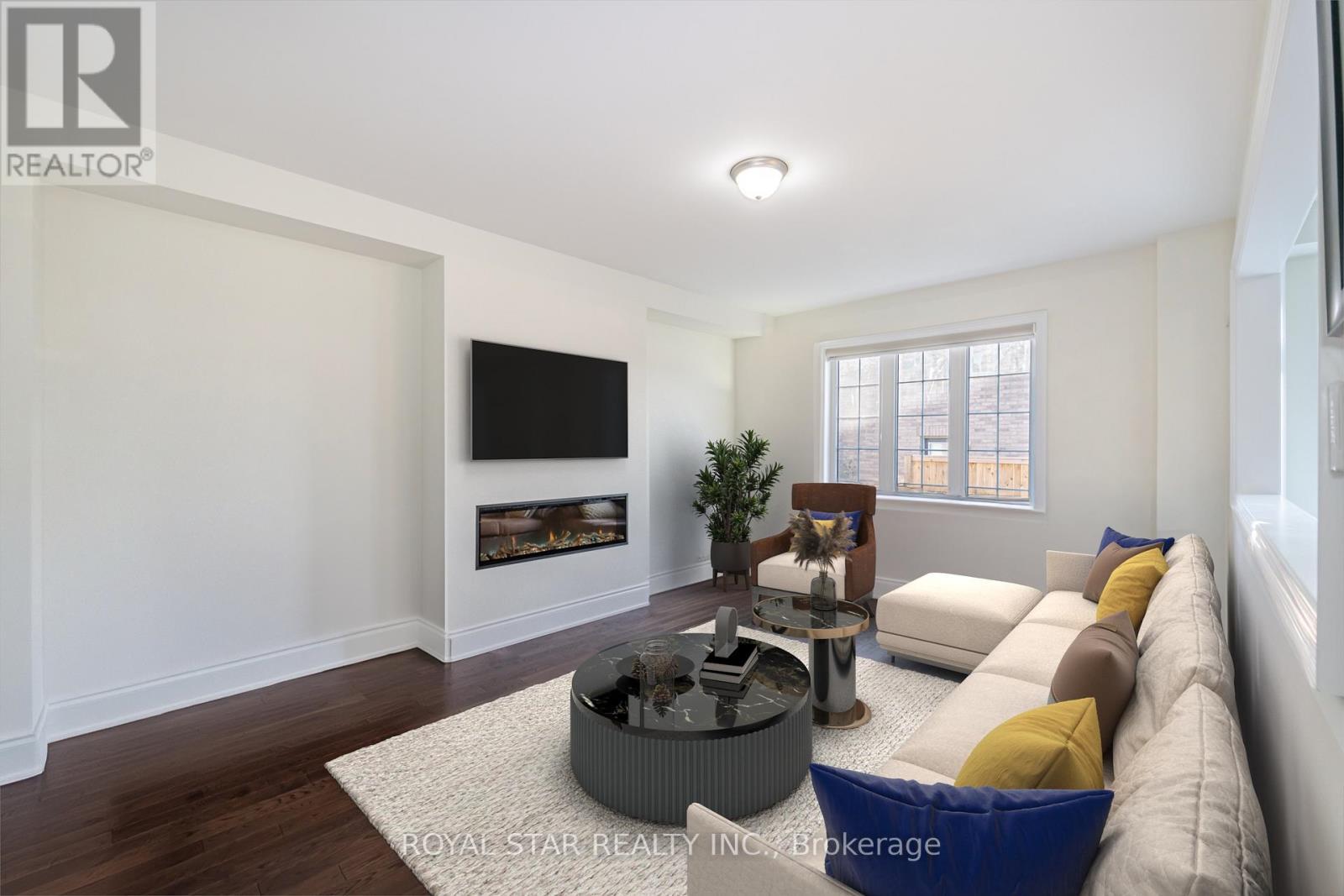 Upper - 1 Bushwood Trail, Brampton, ON - Indoor Photo Showing Living Room With Fireplace