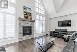 Family room with cathedral height ceilings -