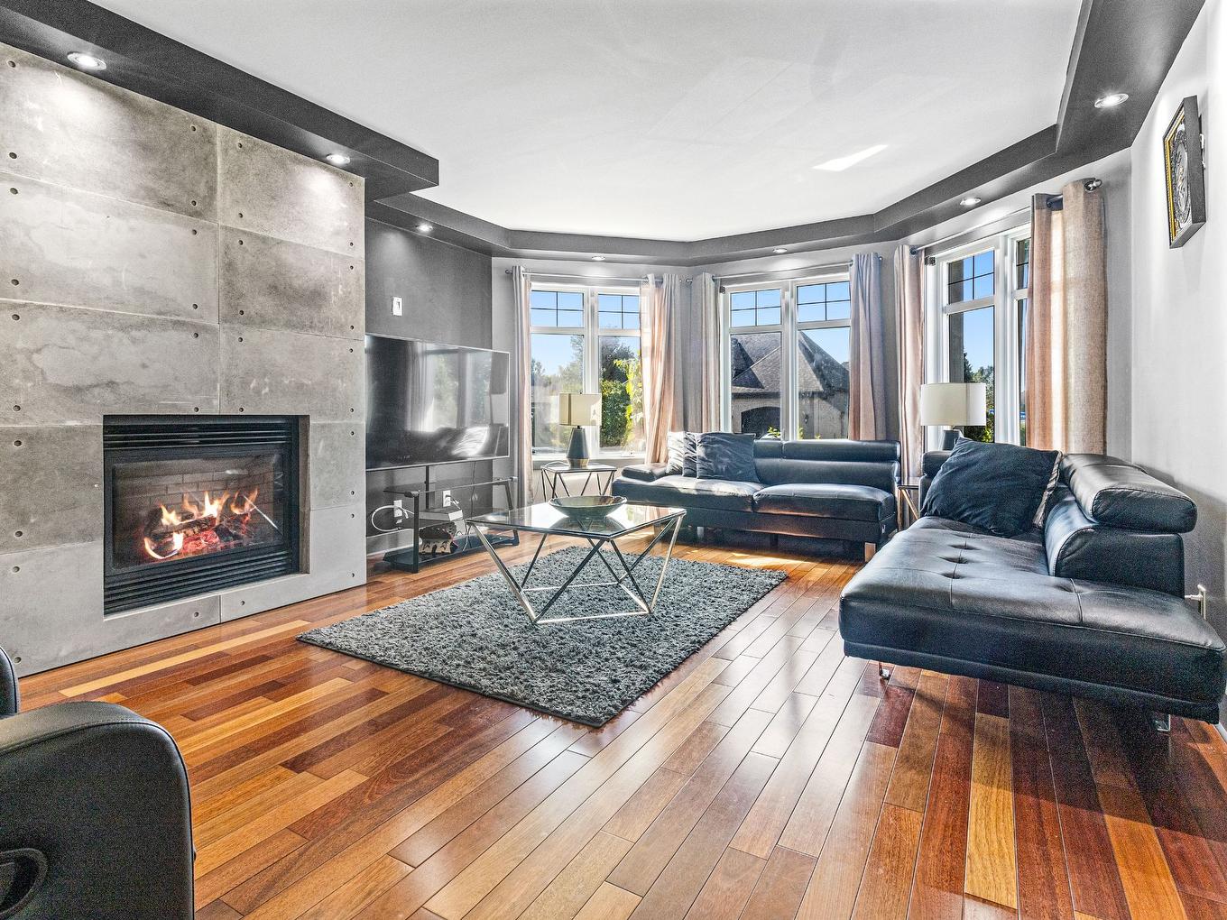 Living room - 3262 Rue De La Brisardière, Longueuil (Saint-Hubert), QC - Indoor Photo Showing Living Room With Fireplace