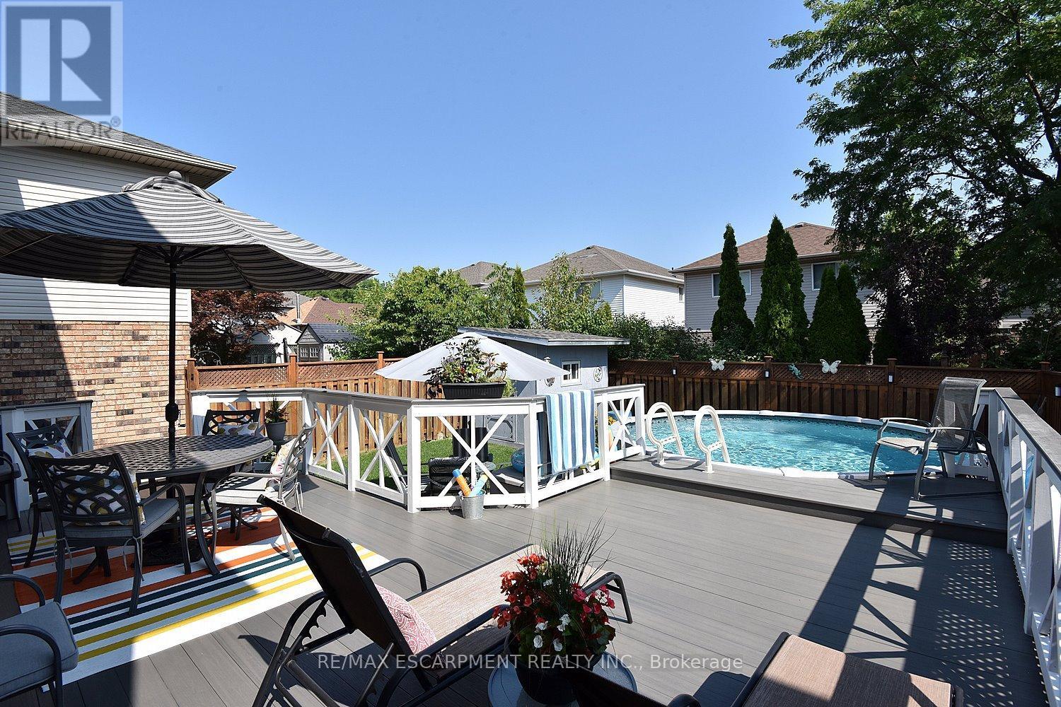 11 Jacqueline Boulevard, Hamilton, ON - Outdoor With Above Ground Pool With Deck Patio Veranda