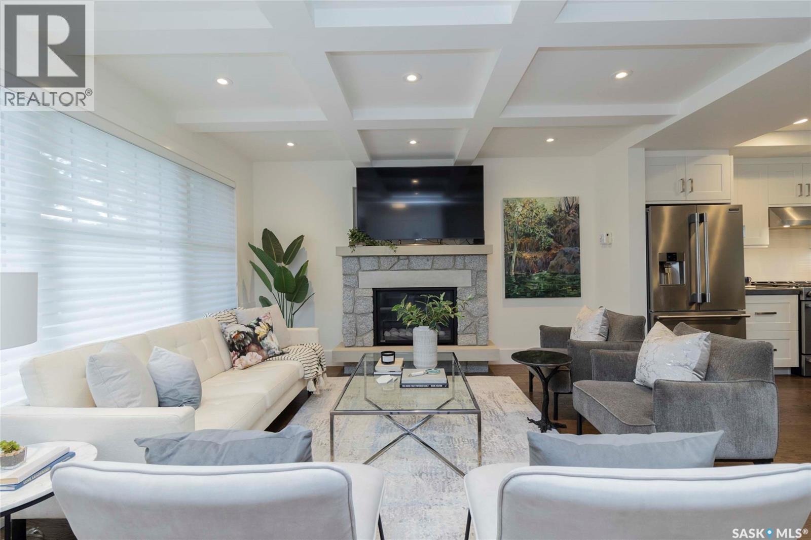 1315A 11Th Street E, Saskatoon, SK - Indoor Photo Showing Living Room With Fireplace