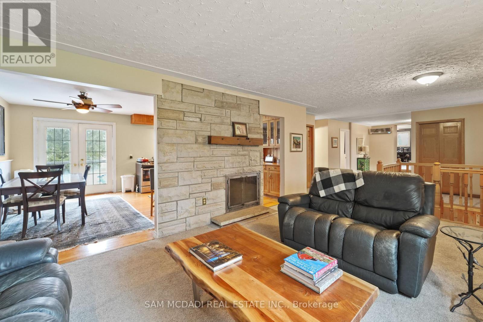 1291 Old Highway 8, Hamilton, ON - Indoor Photo Showing Living Room With Fireplace