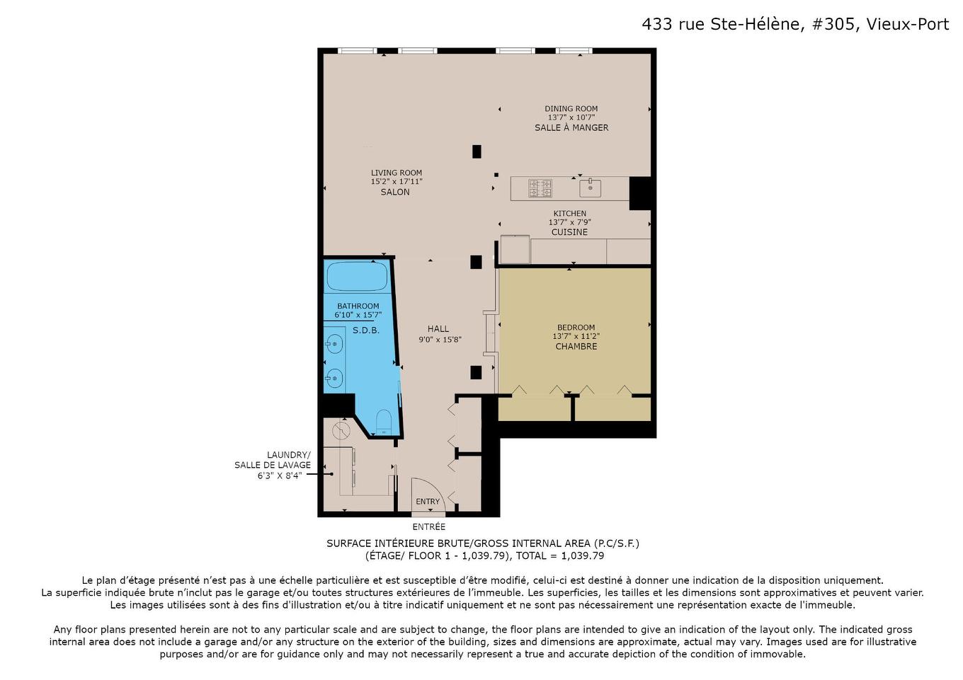 Plan (croquis) - 305-433 Rue Ste-Hélène, Montréal (Ville-Marie), QC - Other