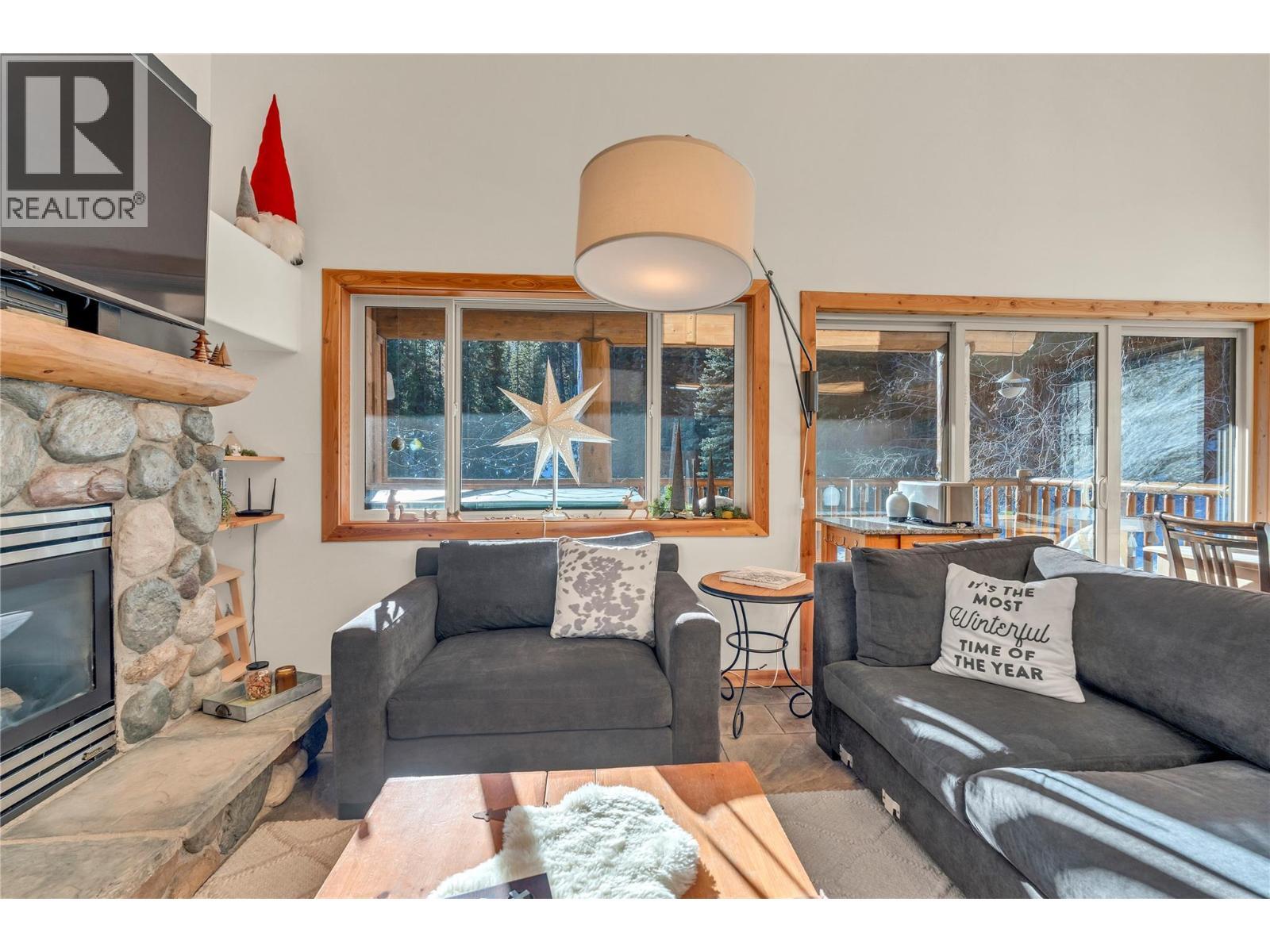 1271 Apex Mountain Road Unit# 306, Penticton, BC - Indoor Photo Showing Living Room With Fireplace