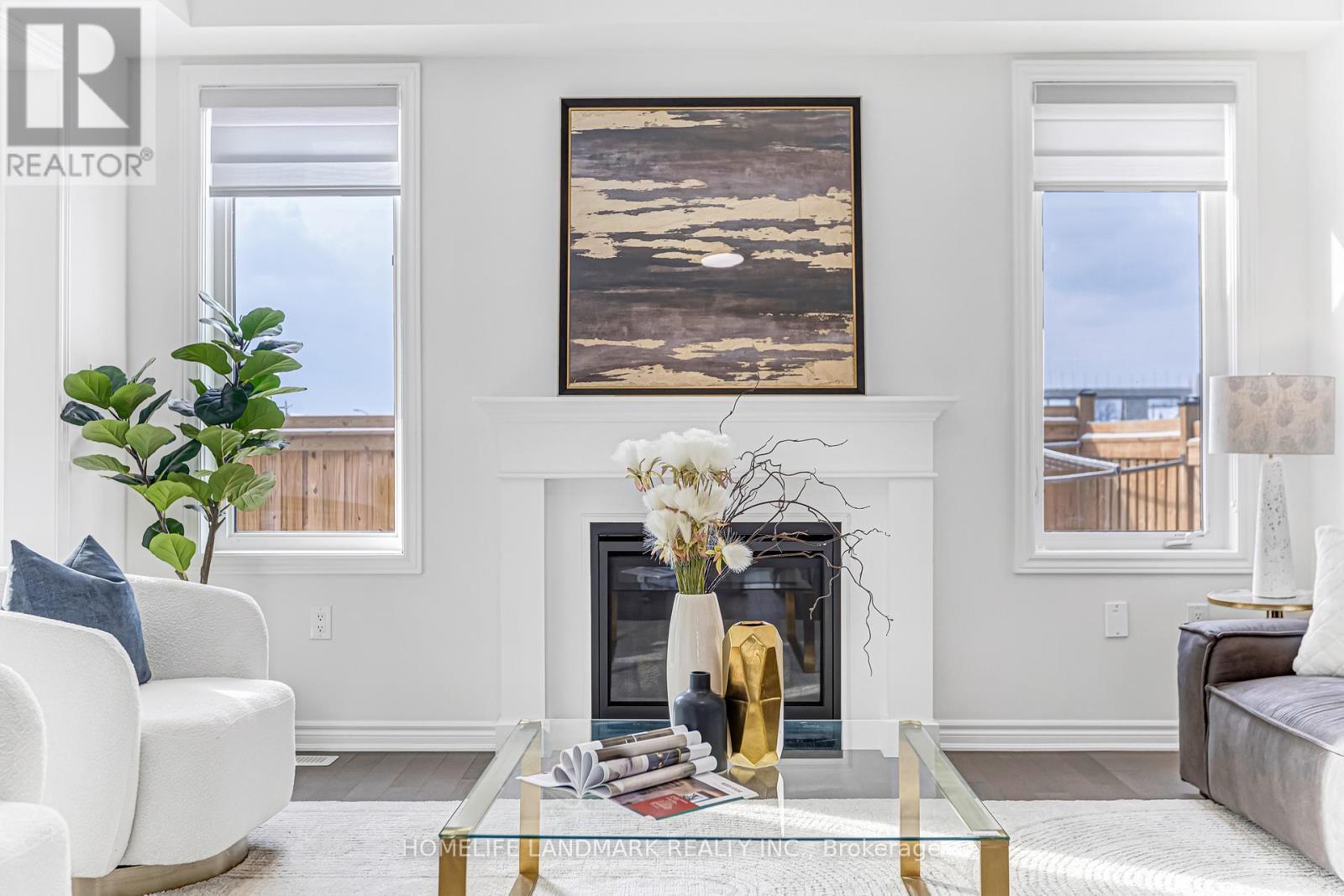 89 Barkerville Drive, Whitby, ON - Indoor Photo Showing Living Room With Fireplace