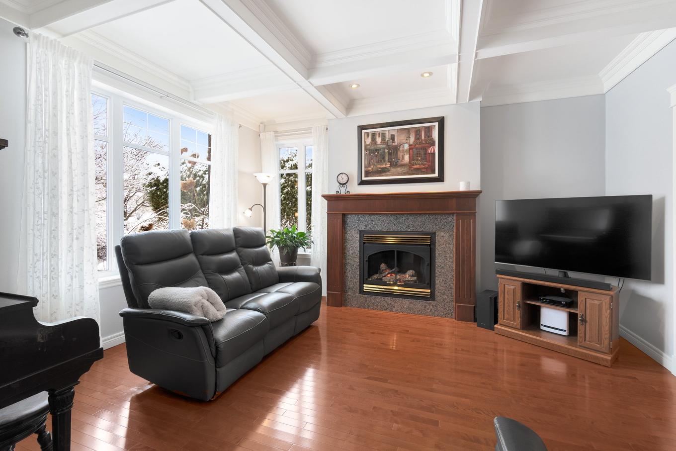 Living room - 3223 Rue Alfred-Desrochers, Sherbrooke (Les Nations), QC - Indoor Photo Showing Living Room With Fireplace
