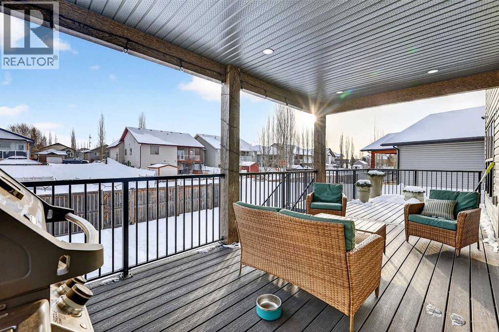 Covered Back Deck - 24 Napoleon Meadows Way, Innisfail, AB - Outdoor With Deck Patio Veranda With Exterior