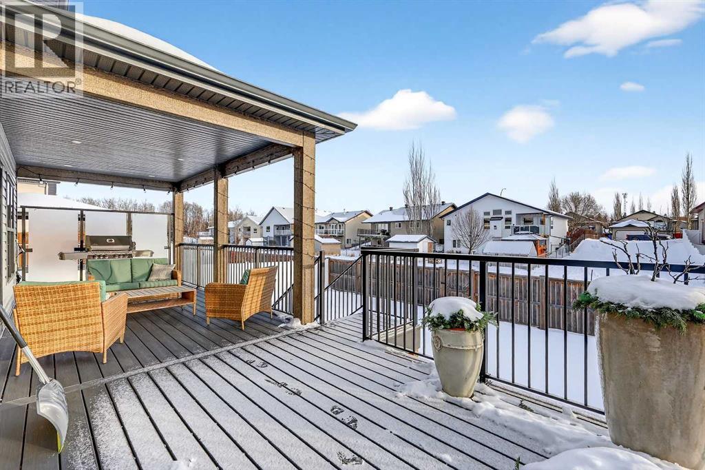 Aluminum Picket Railing - 24 Napoleon Meadows Way, Innisfail, AB - Outdoor With Deck Patio Veranda With Exterior