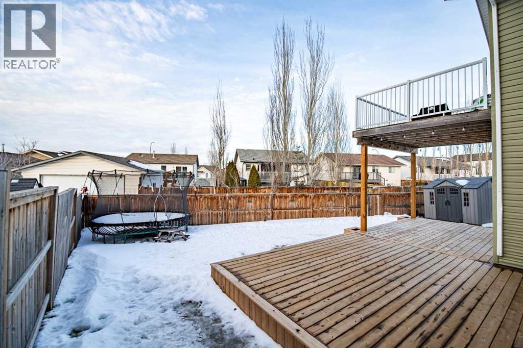 Deck and Backyard - 53 Portway Close, Blackfalds, AB - Outdoor With Deck Patio Veranda With Exterior