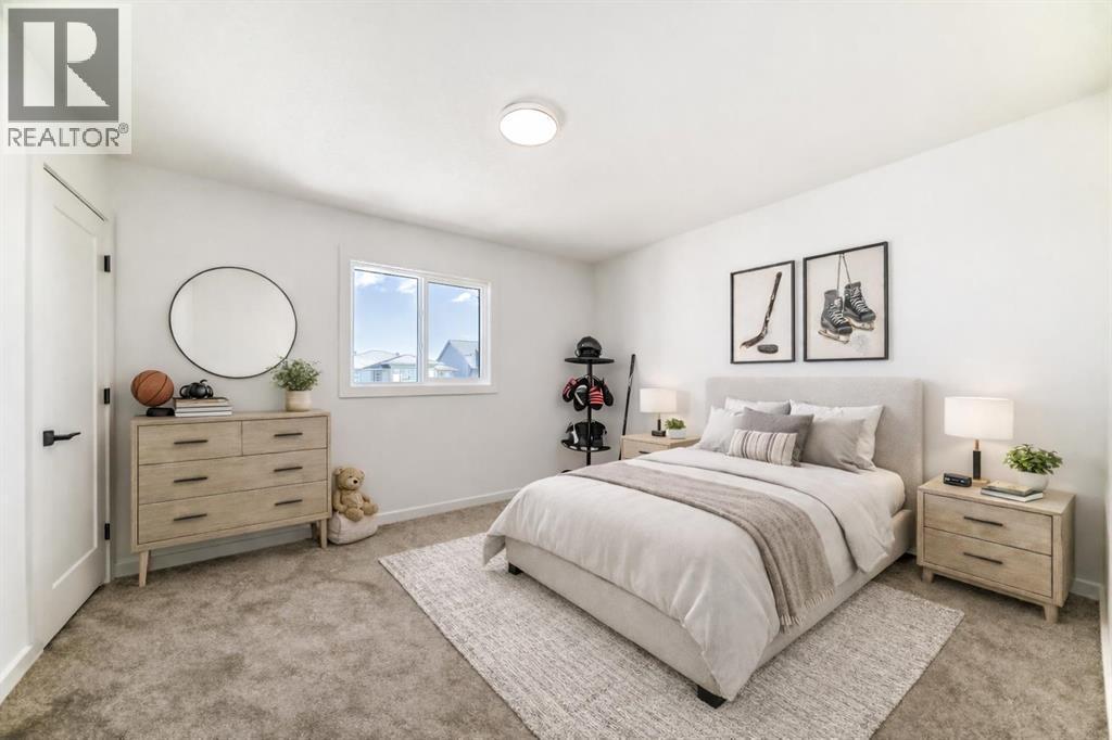 VIRTUALLY STAGED - 63 Creekside Path Sw, Calgary, AB - Indoor Photo Showing Bedroom