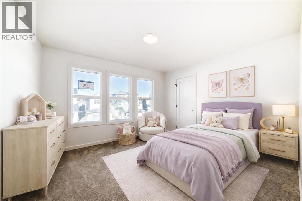 VIRTUALLY STAGED - 63 Creekside Path Sw, Calgary, AB - Indoor Photo Showing Bedroom