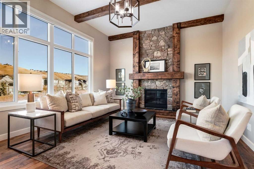 687 Cranston Avenue Se, Calgary, AB - Indoor Photo Showing Living Room With Fireplace