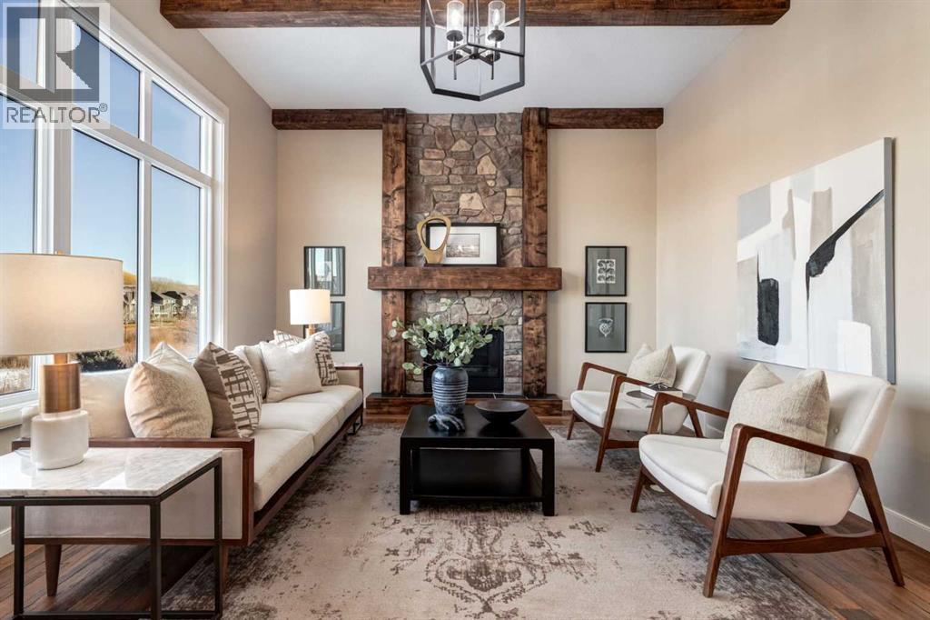 687 Cranston Avenue Se, Calgary, AB - Indoor Photo Showing Living Room With Fireplace