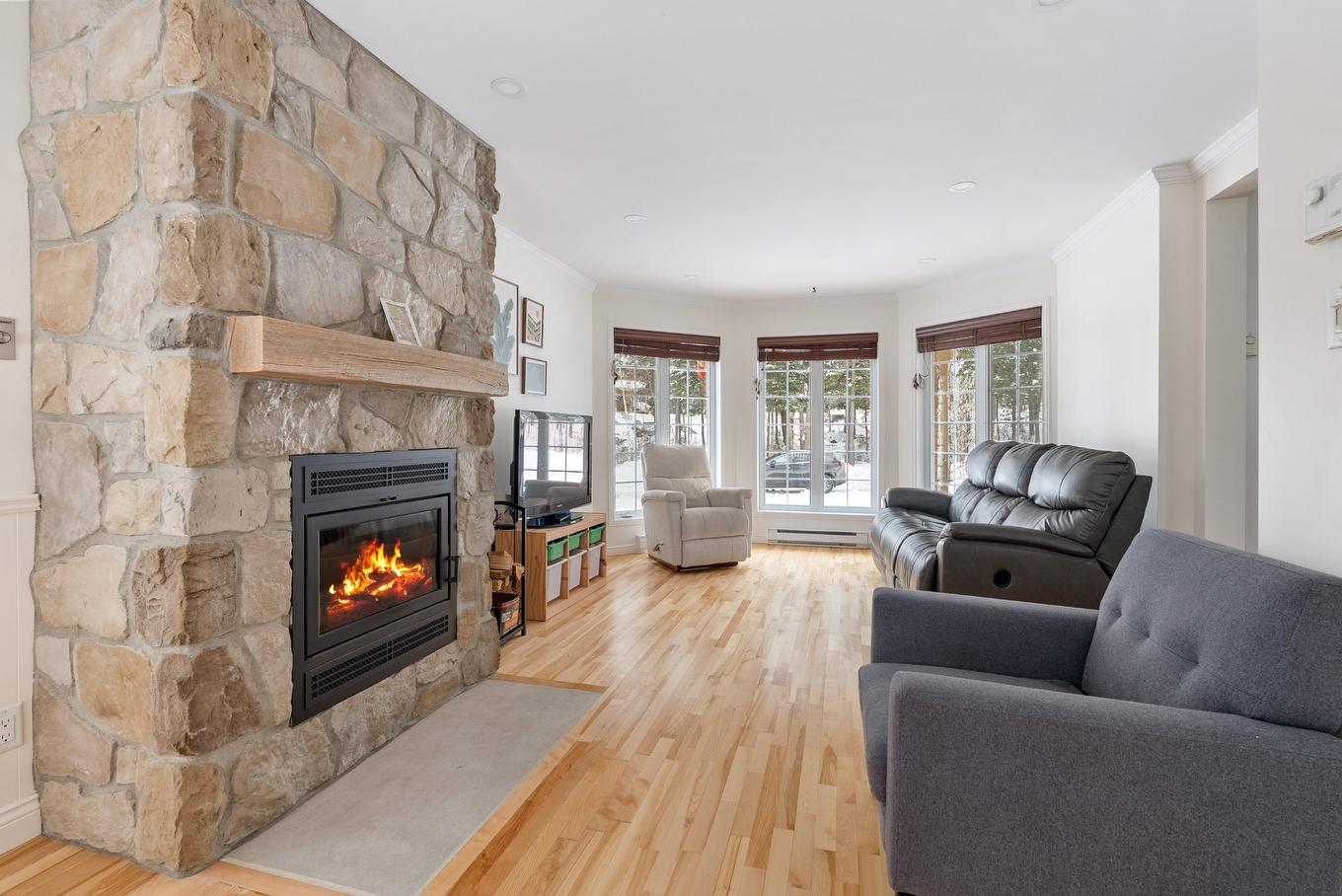 Salon - 1210 Rue Du Geyser, Québec (La Haute-Saint-Charles), QC - Indoor Photo Showing Living Room With Fireplace