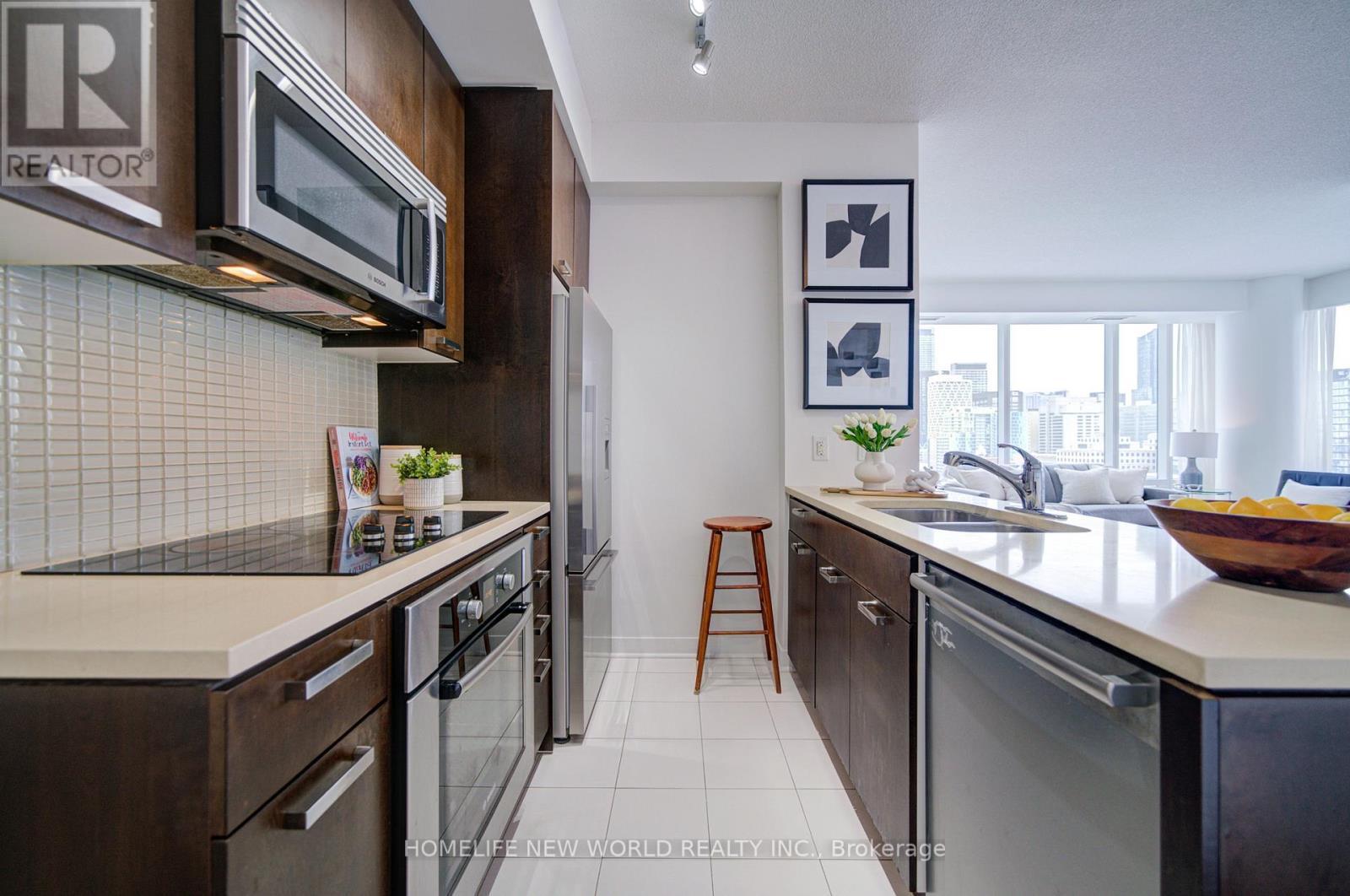 2004 - 295 Adelaide Street W, Toronto, ON - Indoor Photo Showing Kitchen With Double Sink