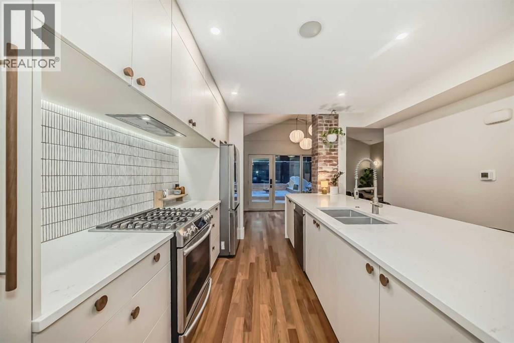 2120 18 Street Sw, Calgary, AB - Indoor Photo Showing Kitchen With Double Sink
