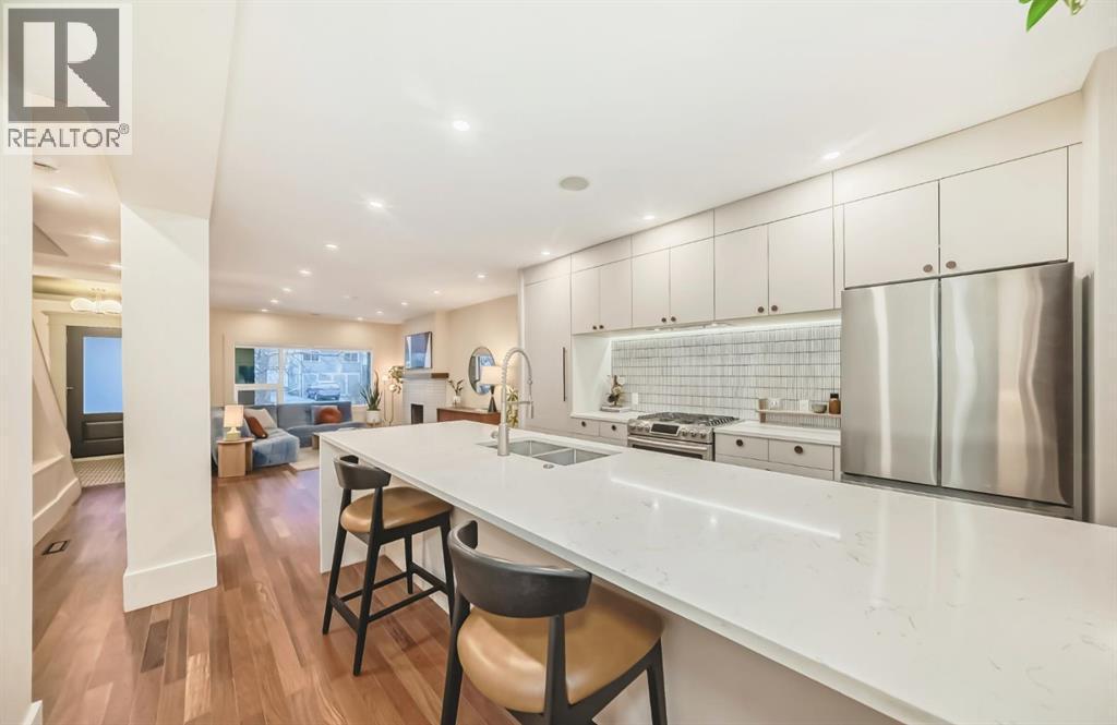 2120 18 Street Sw, Calgary, AB - Indoor Photo Showing Kitchen With Double Sink With Upgraded Kitchen