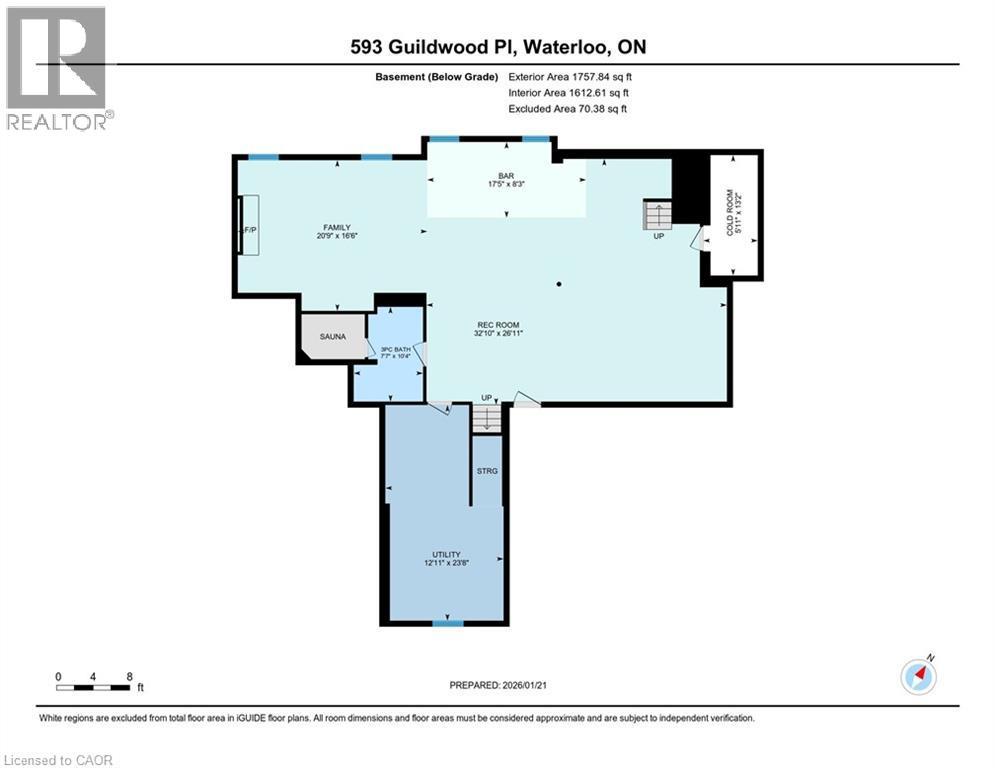 Basement Floorplan - 593 Guildwood Place, Waterloo, ON - Other