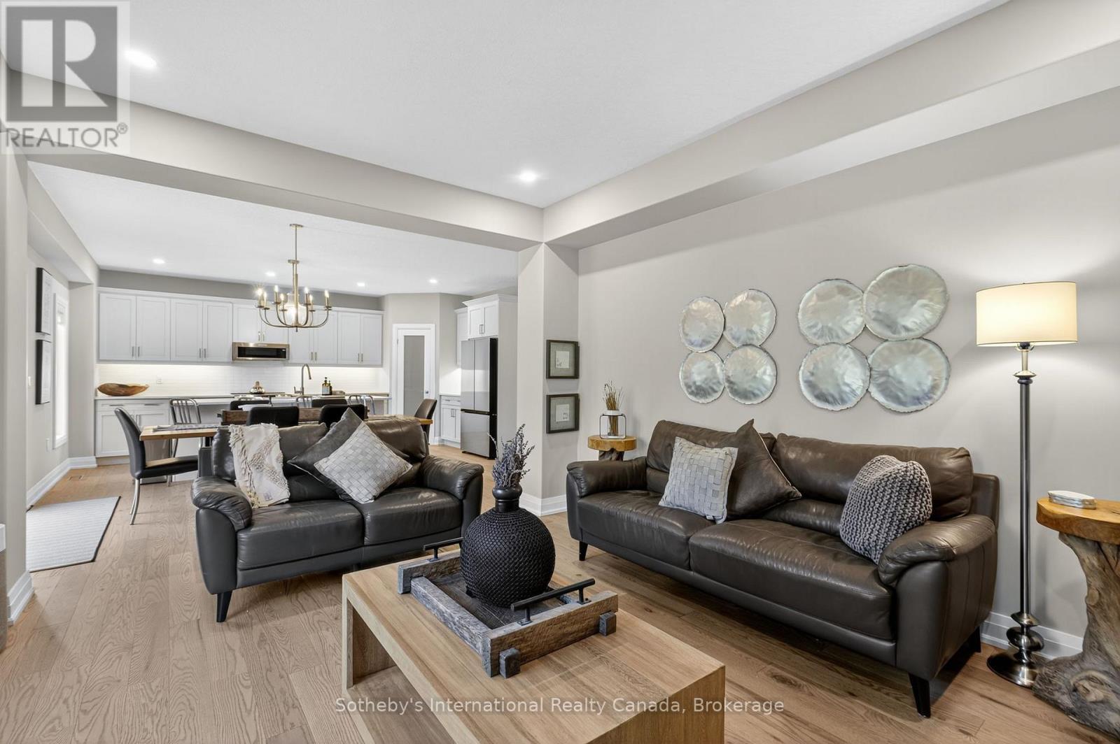Living area open to dining & kitchen - 150 Plewes Drive, Collingwood, ON - Indoor Photo Showing Living Room