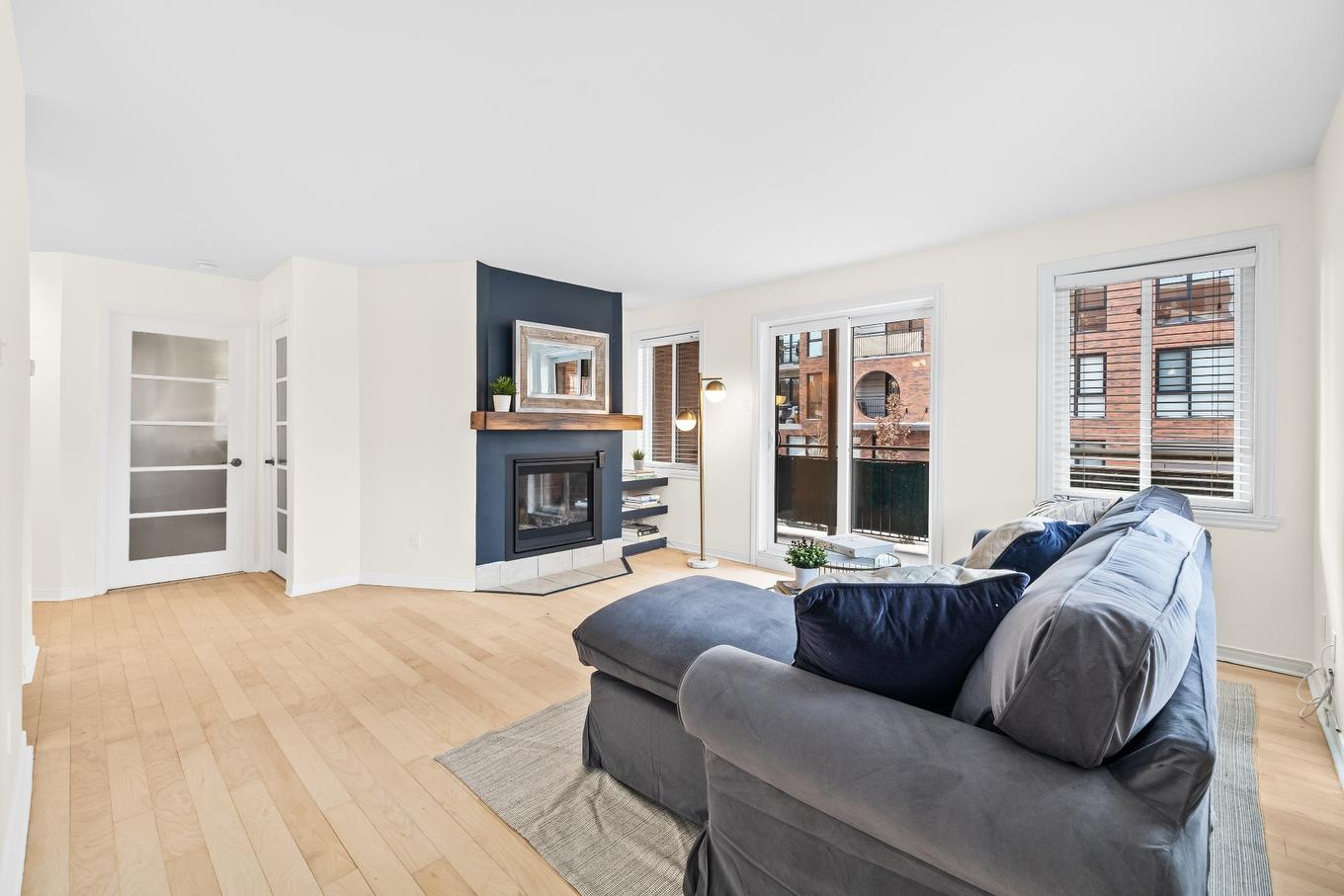 Salon - 102-233 Rue Du Dominion, Montréal (Le Sud-Ouest), QC - Indoor Photo Showing Living Room With Fireplace