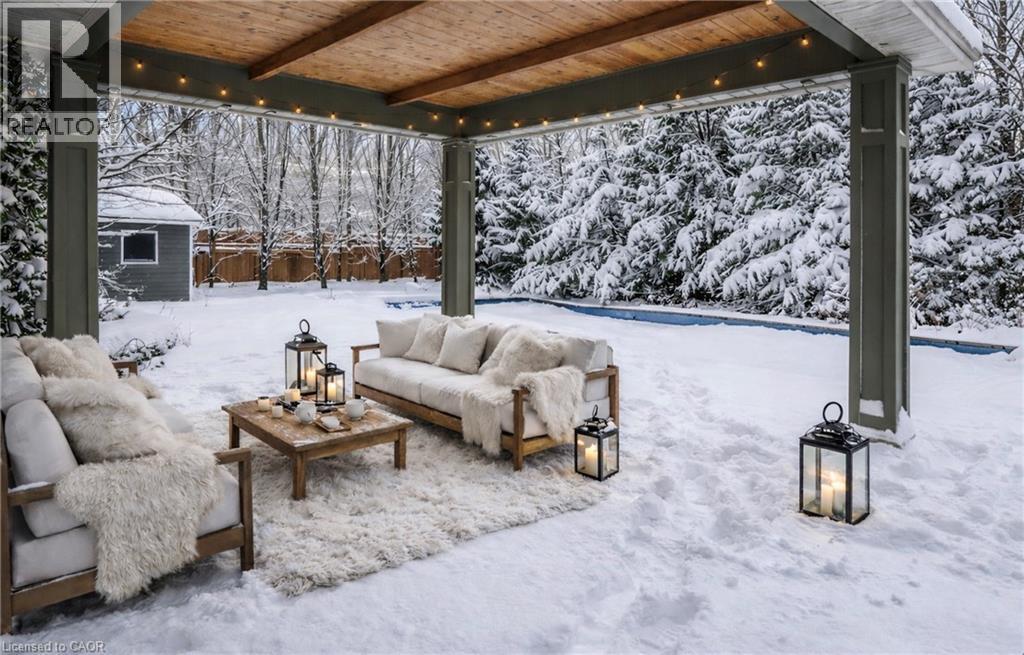 Snow covered patio with an outdoor living space - 640 George Street, Burlington, ON - Outdoor