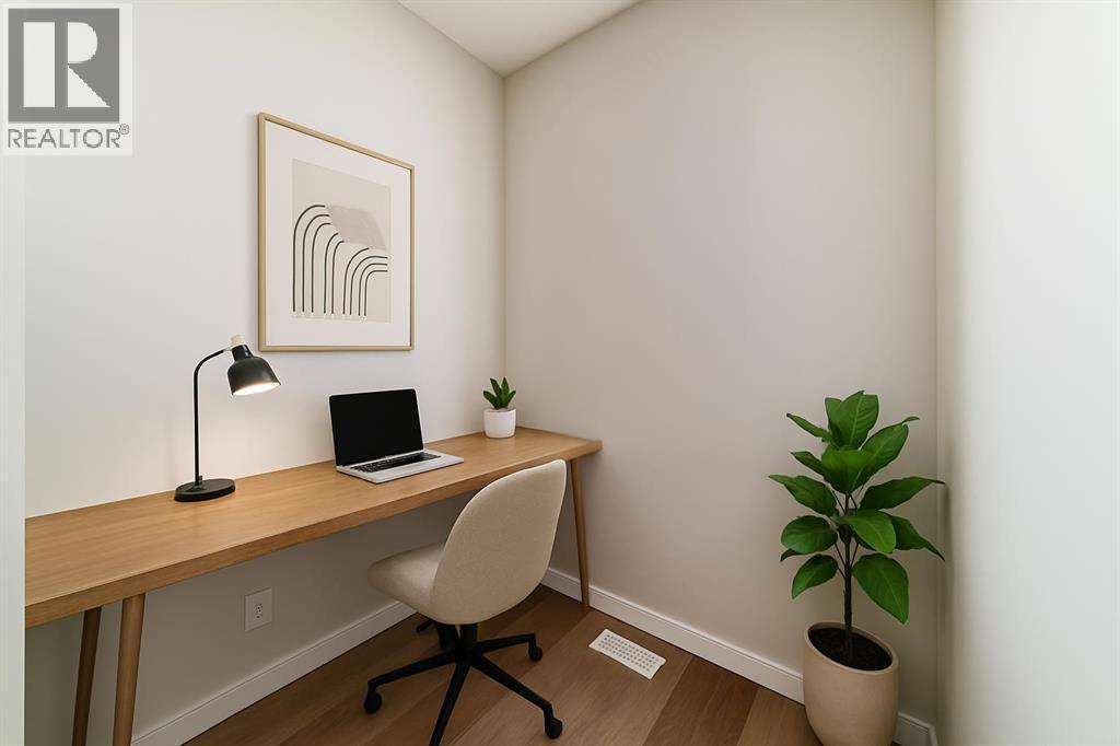 VIRTUALLY STAGED - PLEASE NOTE: Photos are of a DIFFERENT Spec Home of the same model – fit and finish may differ. Interior selections and floorplans shown in photos - 158 Bartlett Crescent Se, Calgary, AB - Indoor Photo Showing Office