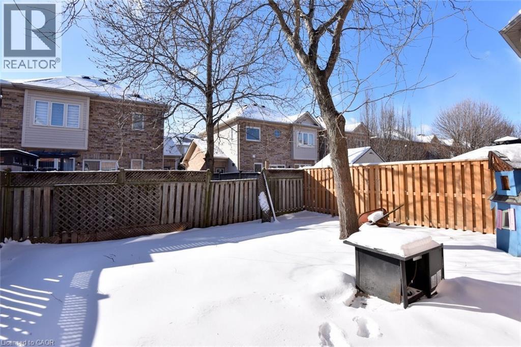 Yard layered in snow with a fenced backyard and a residential view - 2258 Empire Crescent, Burlington, ON - Outdoor With Deck Patio Veranda
