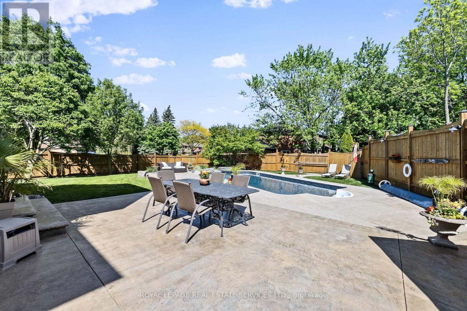 Large sunny private back yard - 2131 Upland Drive, Burlington, ON - Outdoor With In Ground Pool With Backyard