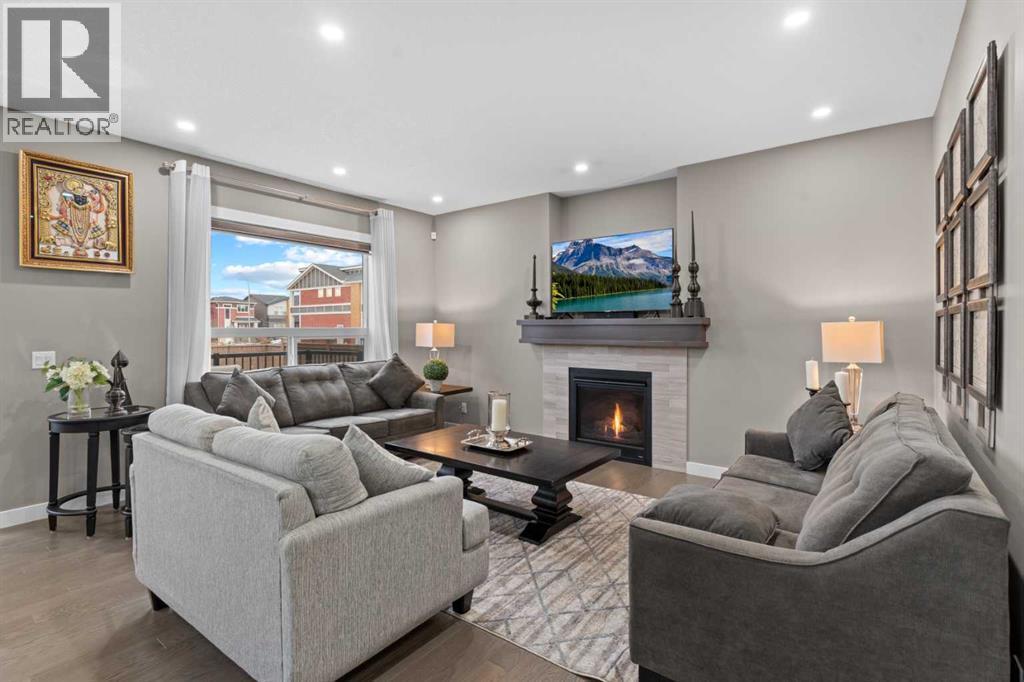 134 Cornerstone Circle Ne, Calgary, AB - Indoor Photo Showing Living Room With Fireplace