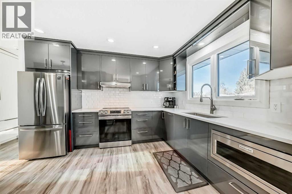 Kitchen view entering from the dining room - 216 Pinecrest Crescent Ne, Calgary, AB - Indoor Photo Showing Kitchen With Stainless Steel Kitchen With Upgraded Kitchen