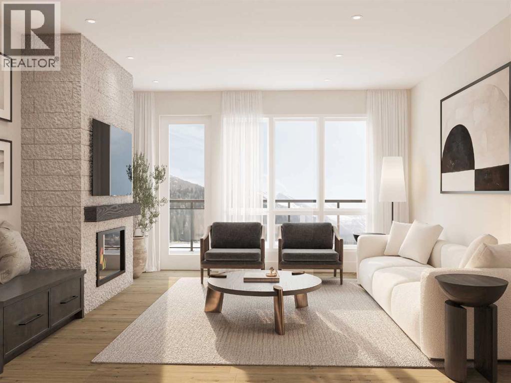 811, 101H Stewart Creek Rise, Canmore, AB - Indoor Photo Showing Living Room