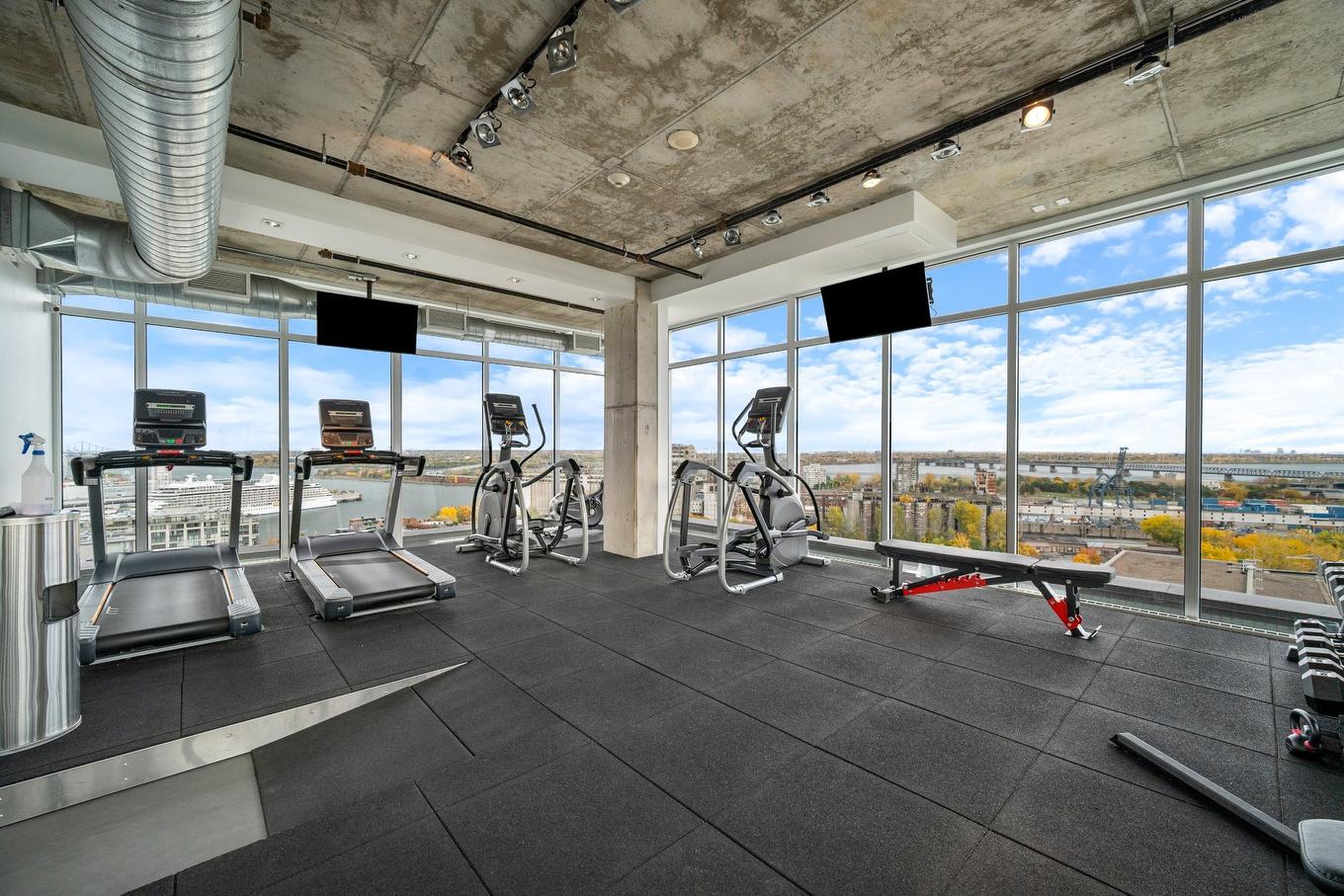 Exercise room - 206-888 Rue Wellington, Montréal (Ville-Marie), QC - Indoor Photo Showing Gym Room