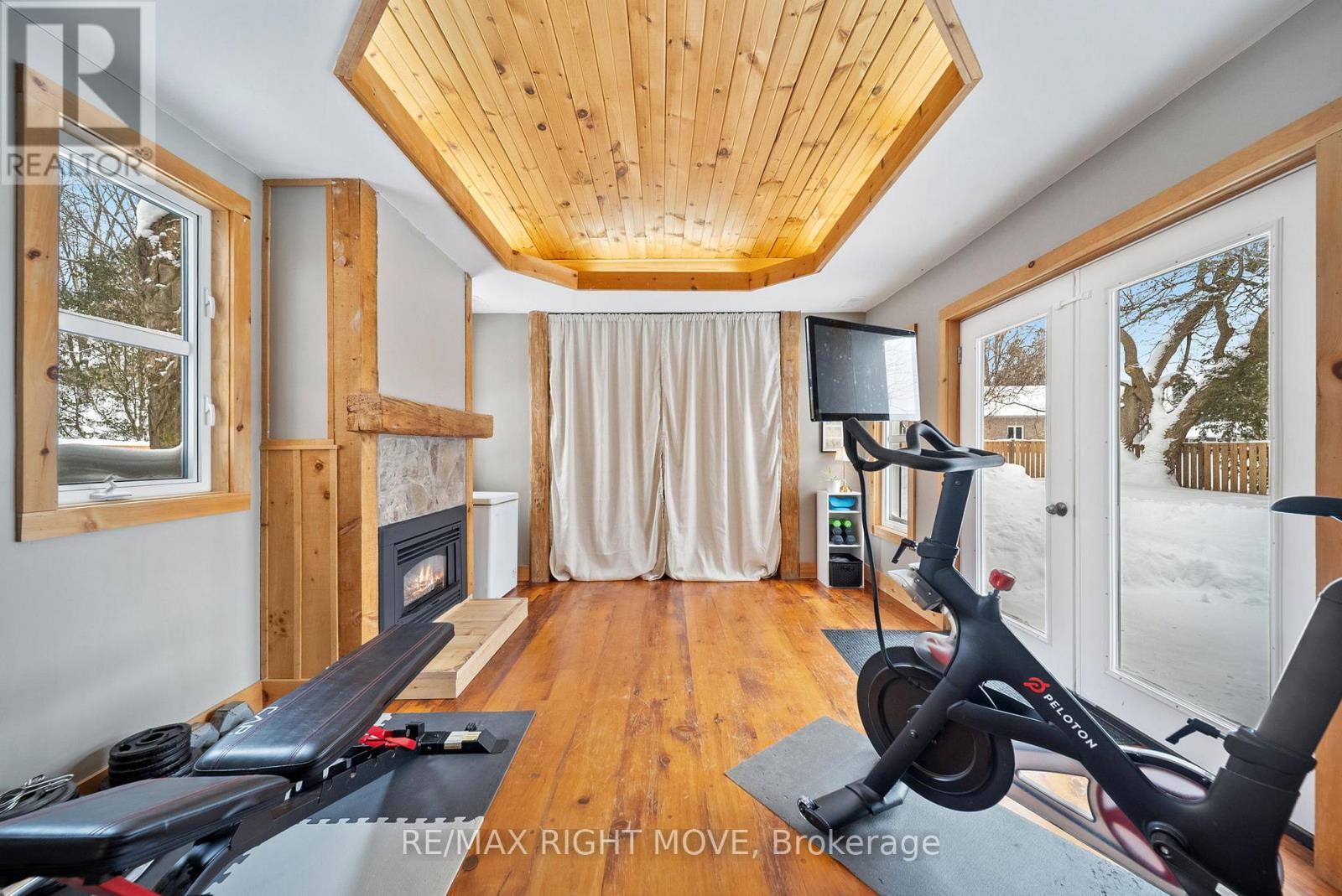 27 Durham St Street, Grey Highlands, ON - Indoor Photo Showing Gym Room With Fireplace