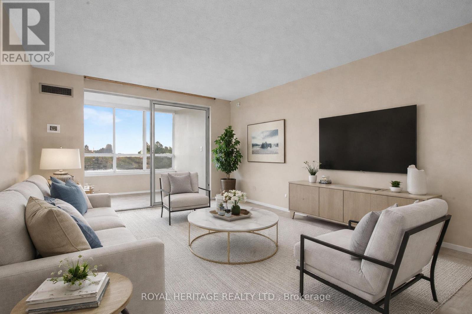 Virtually staged Living room - 509 - 30 Thunder Grove, Toronto, ON - Indoor Photo Showing Living Room