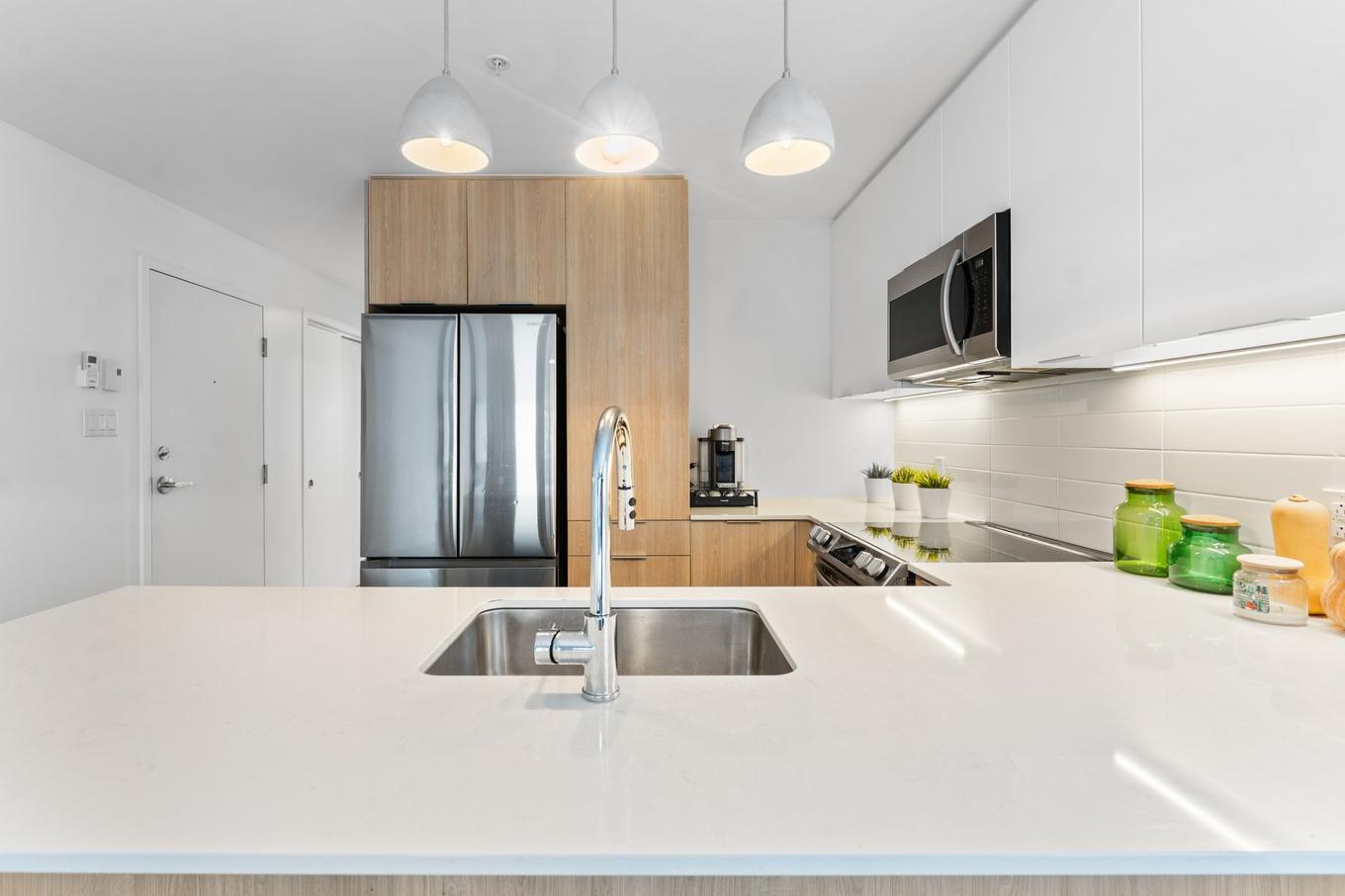 Kitchen - 202-594 Rue Nicolet, Montréal (Mercier/Hochelaga-Maisonneuve), QC - Indoor Photo Showing Kitchen With Double Sink With Upgraded Kitchen