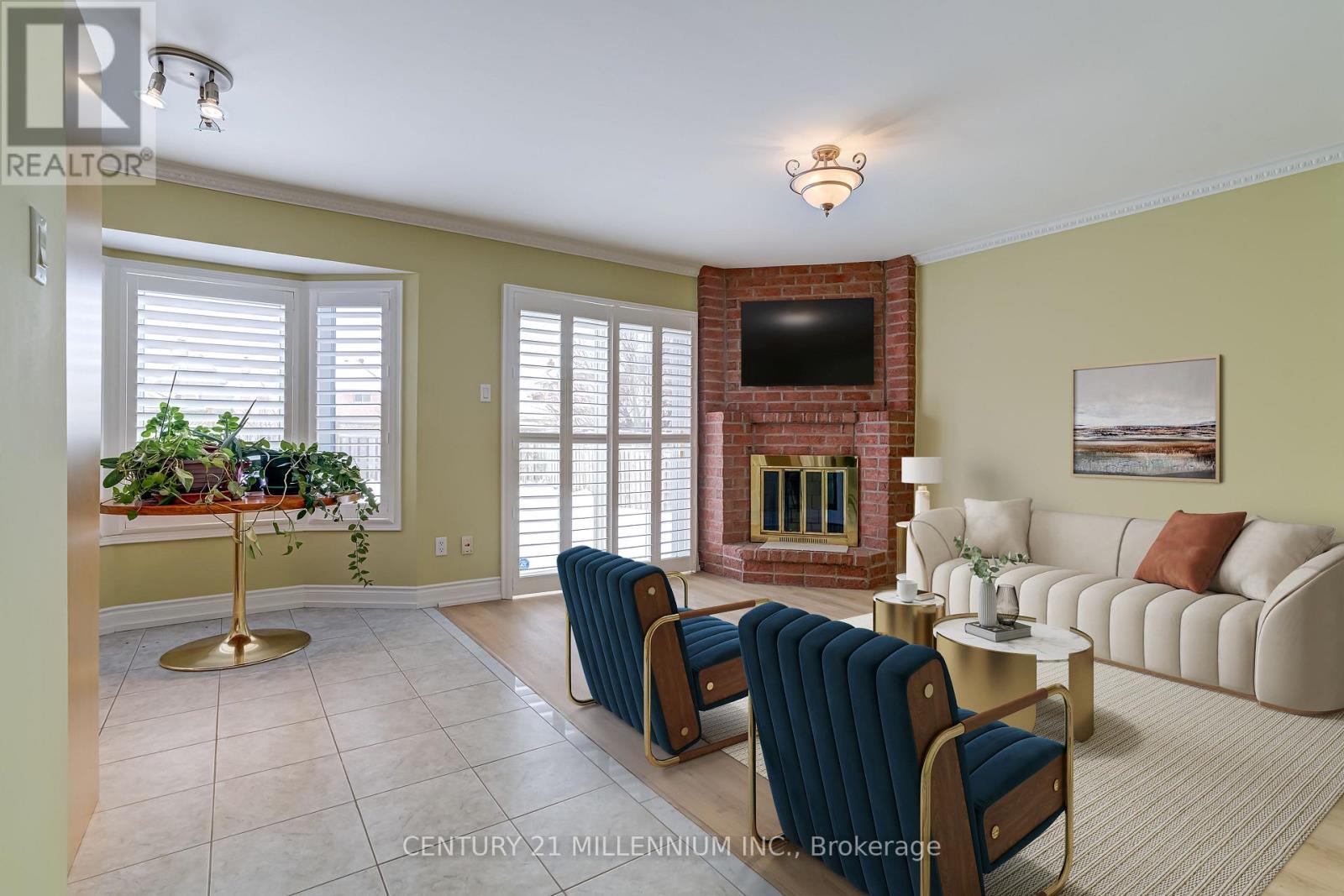 28 Tremblay Street, Brampton, ON - Indoor Photo Showing Living Room With Fireplace