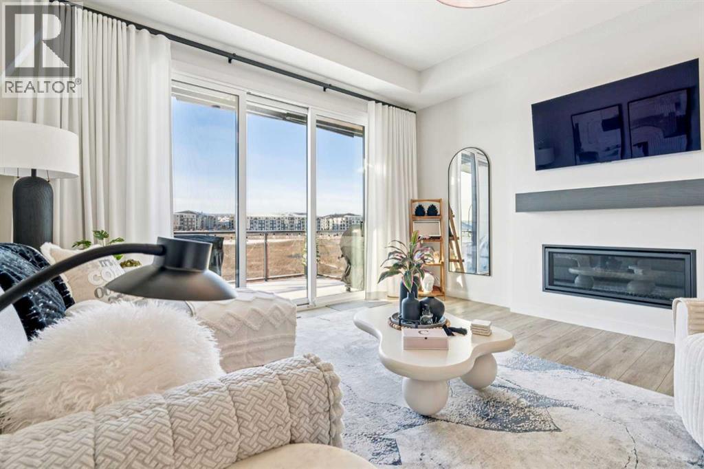 155 Sage Meadows View Nw, Calgary, AB - Indoor Photo Showing Living Room With Fireplace