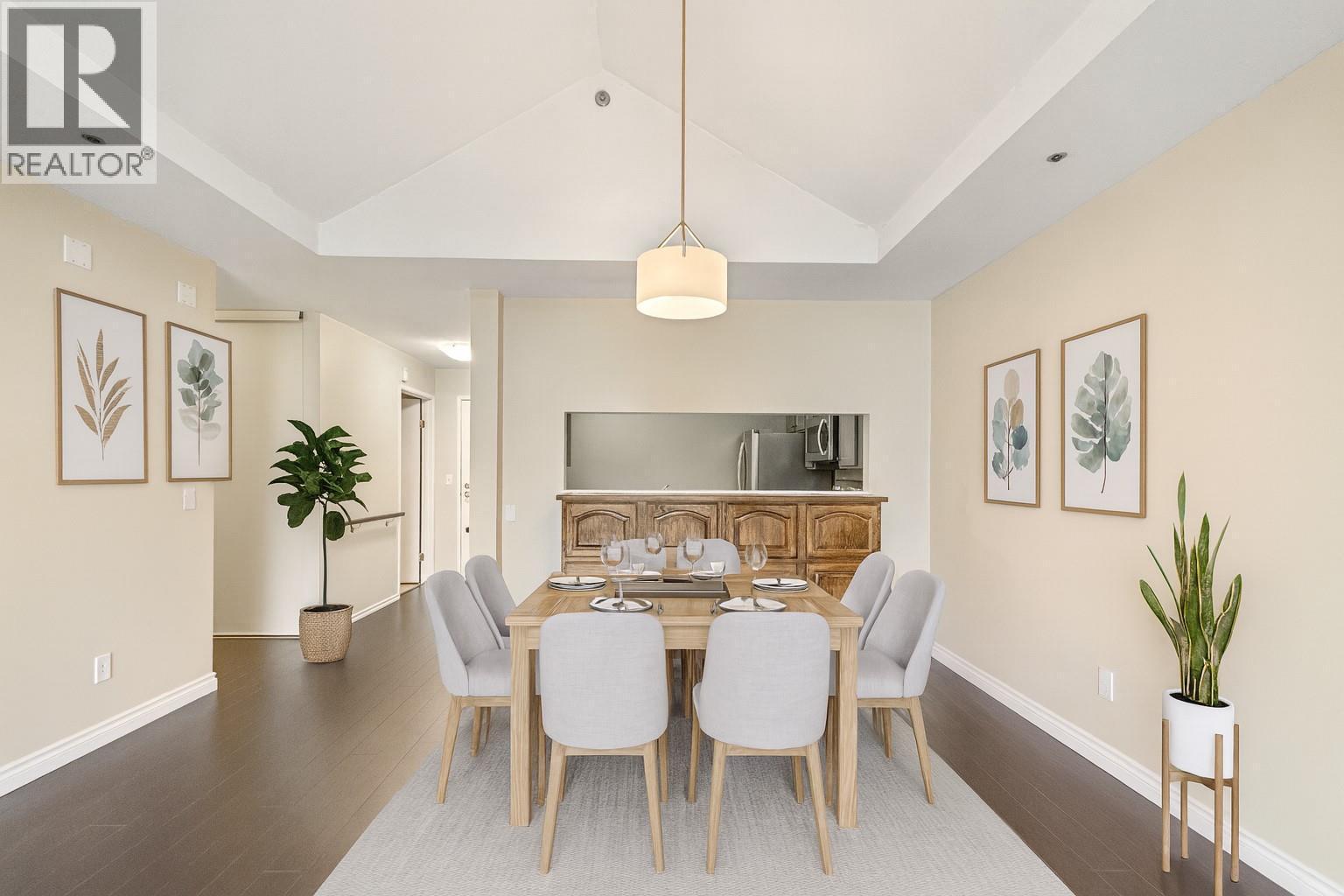 Virtually Staged - 1045 Sutherland Avenue Unit# 323, Kelowna, BC - Indoor Photo Showing Dining Room