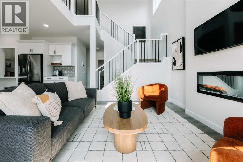 432 Ranch Gate, Strathmore, AB - Indoor Photo Showing Living Room With Fireplace