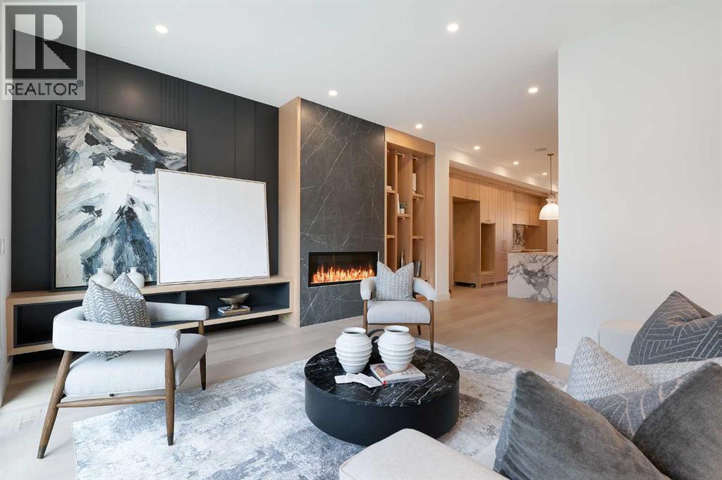 1807 Broadview Road Nw, Calgary, AB - Indoor Photo Showing Living Room With Fireplace